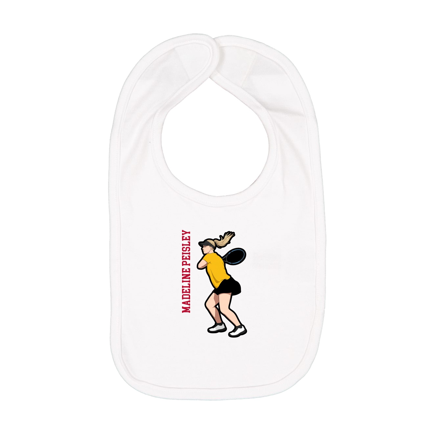 Infant Bib — Name Vertical in White