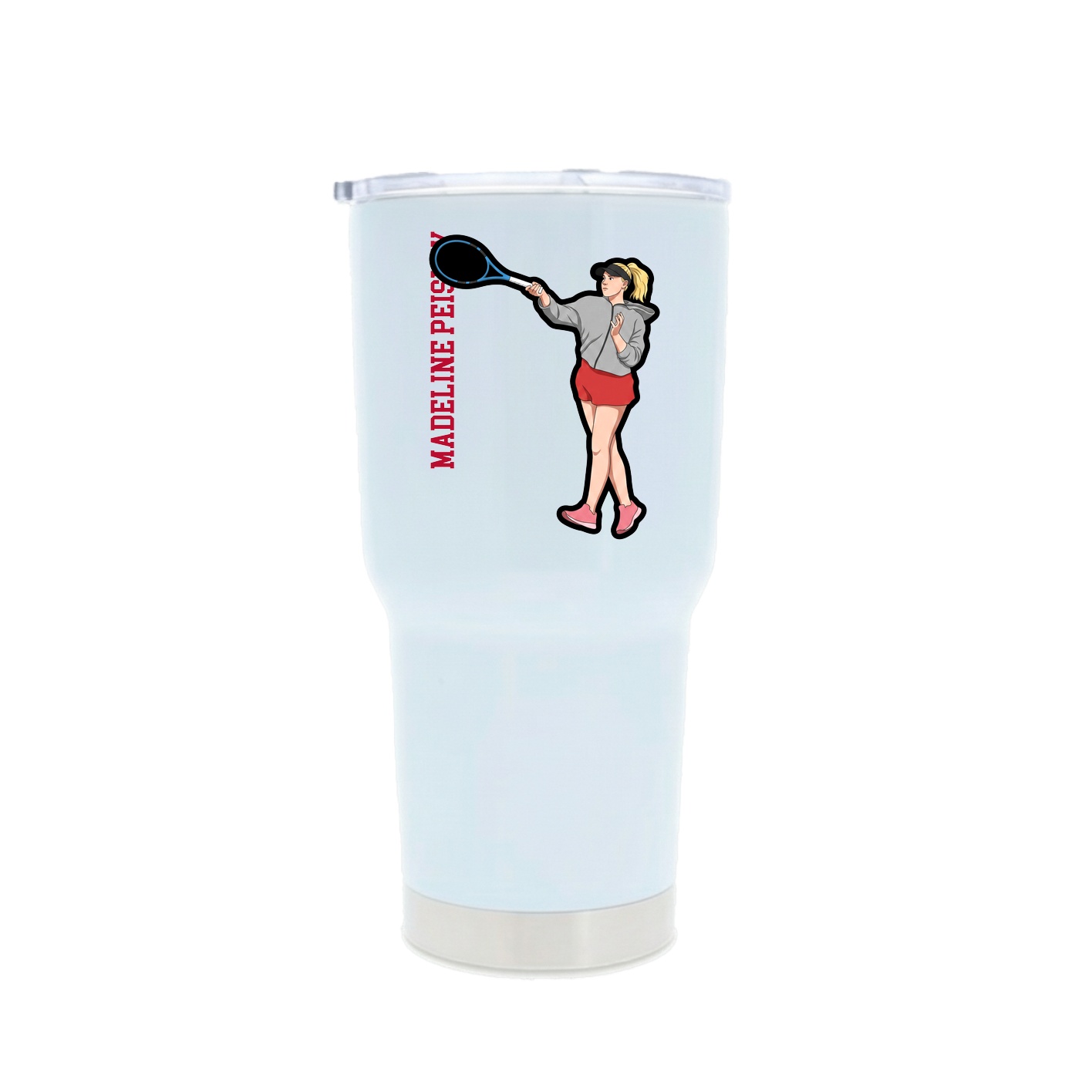 30oz Stainless Steel Tumbler — Name Vertical in White