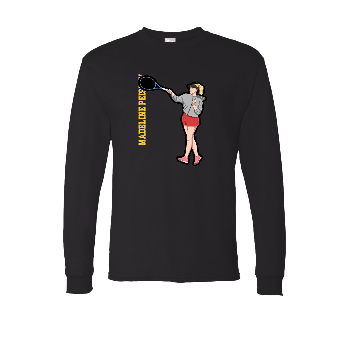 Long Sleeve Tee — Name Vertical in Black