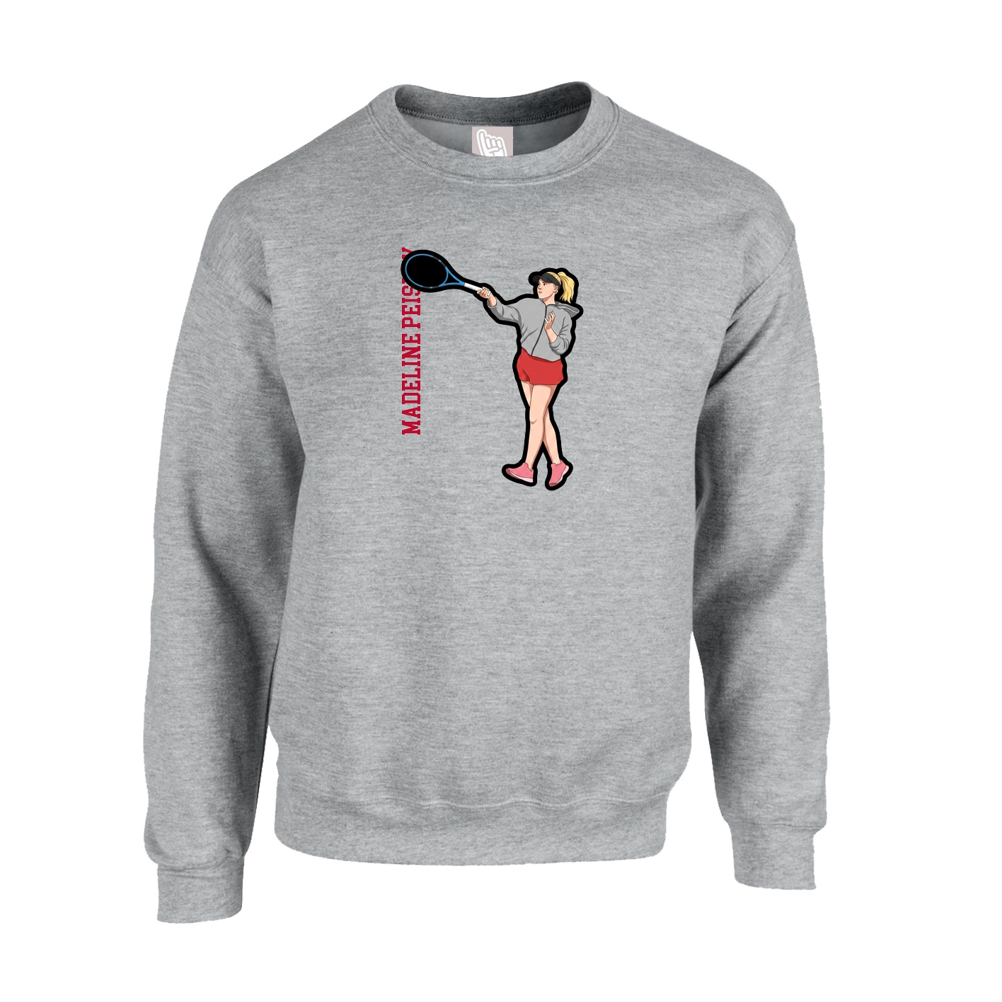 Fleece Crew — Name Vertical in Grey