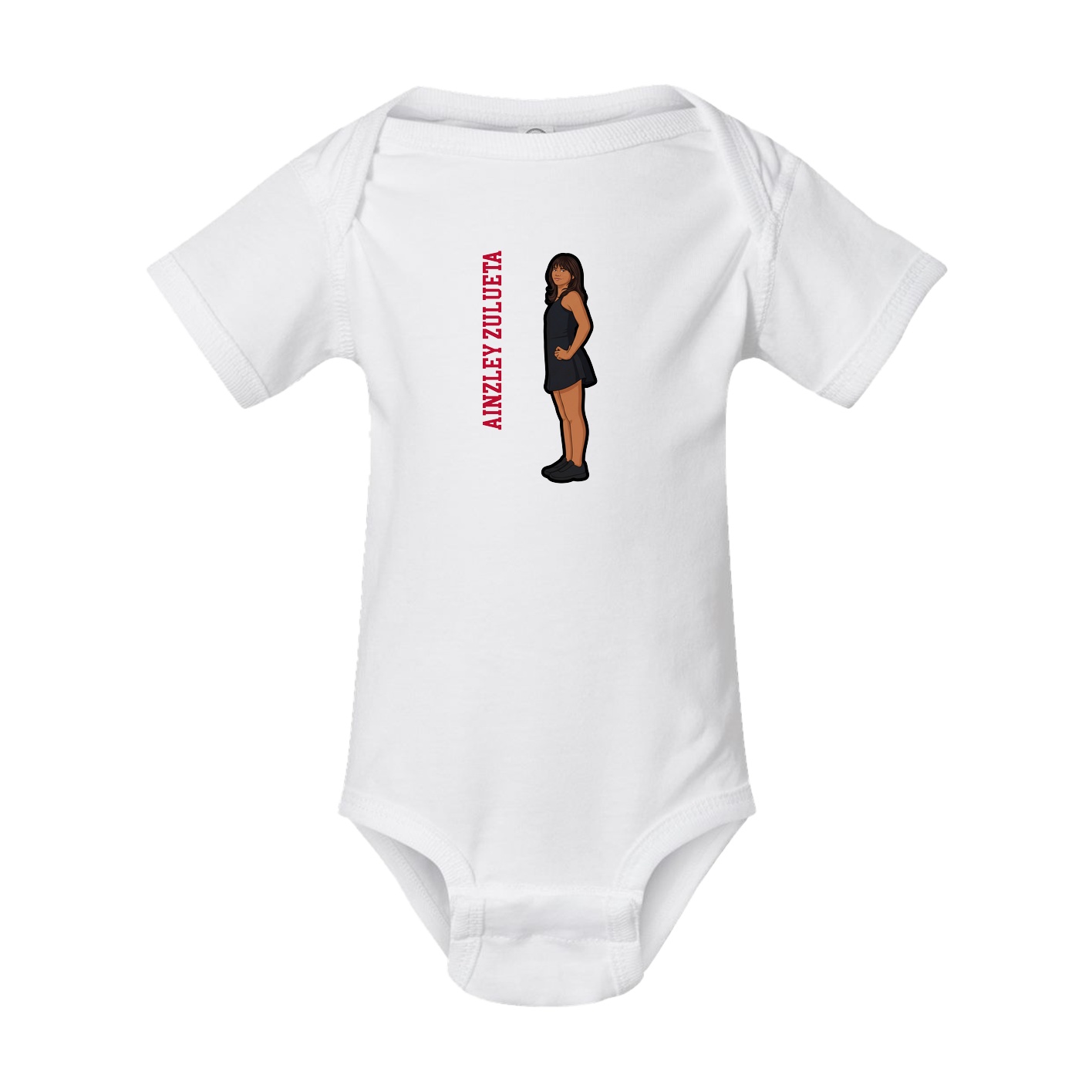 Baby Onesie — Name Vertical in White