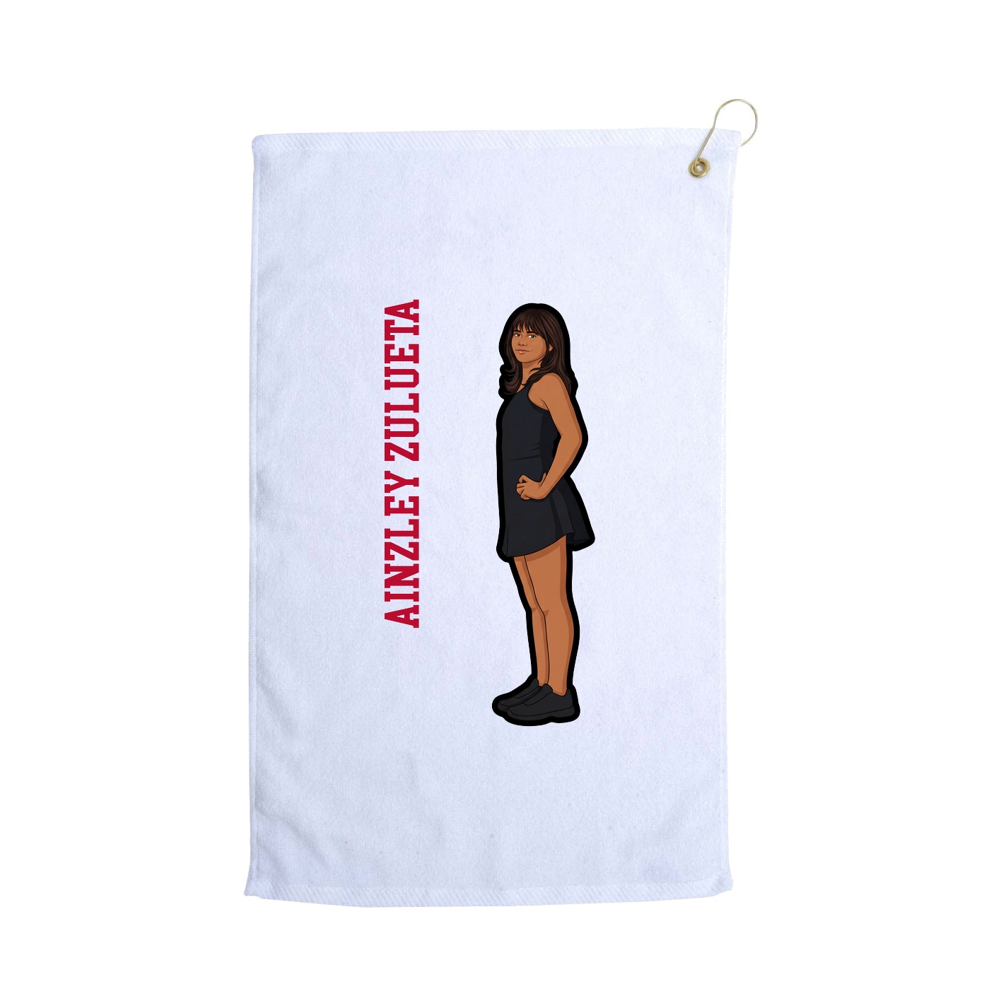 Golf Towel — Name Vertical in White