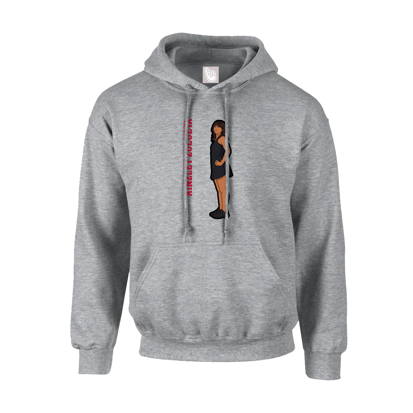 Youth Hoodie — Name Vertical in Grey