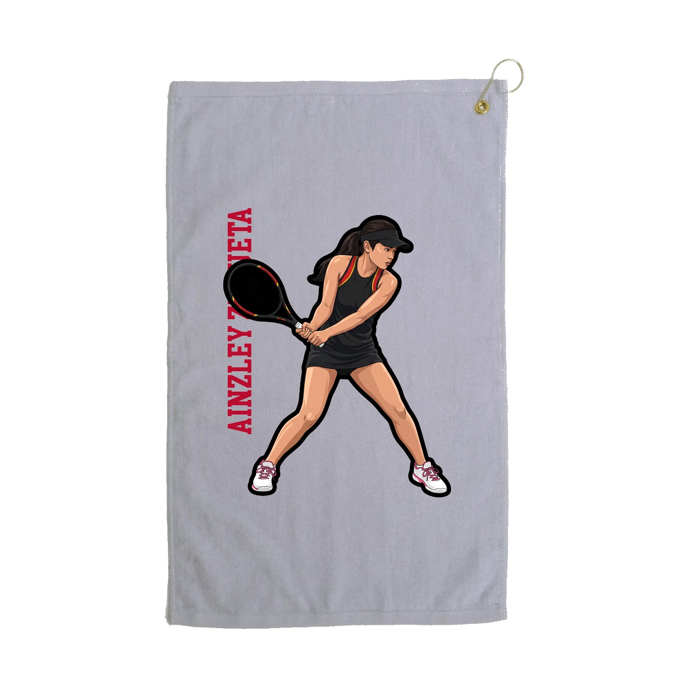 Golf Towel — Name Vertical in Grey