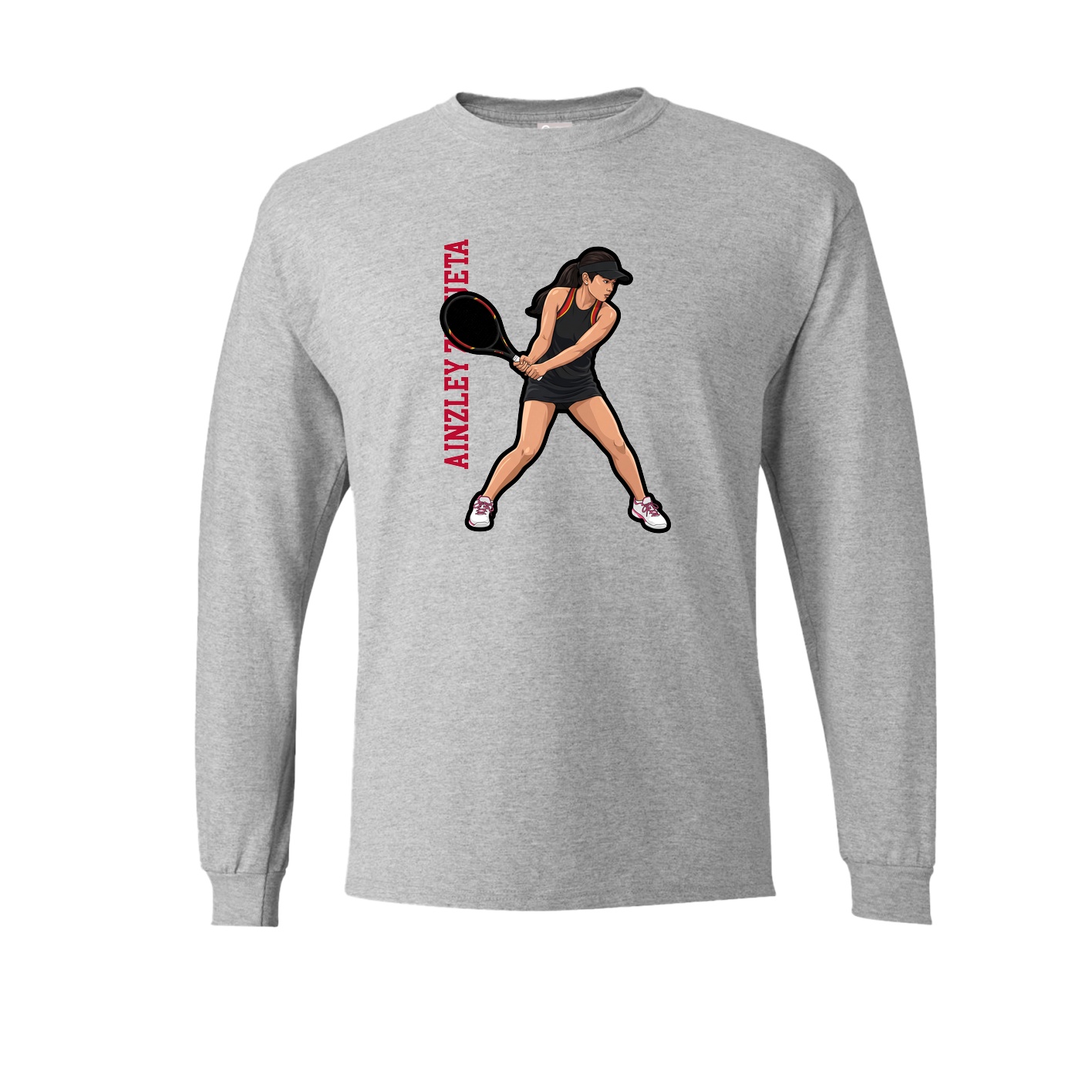 Long Sleeve Tee — Name Vertical in Grey
