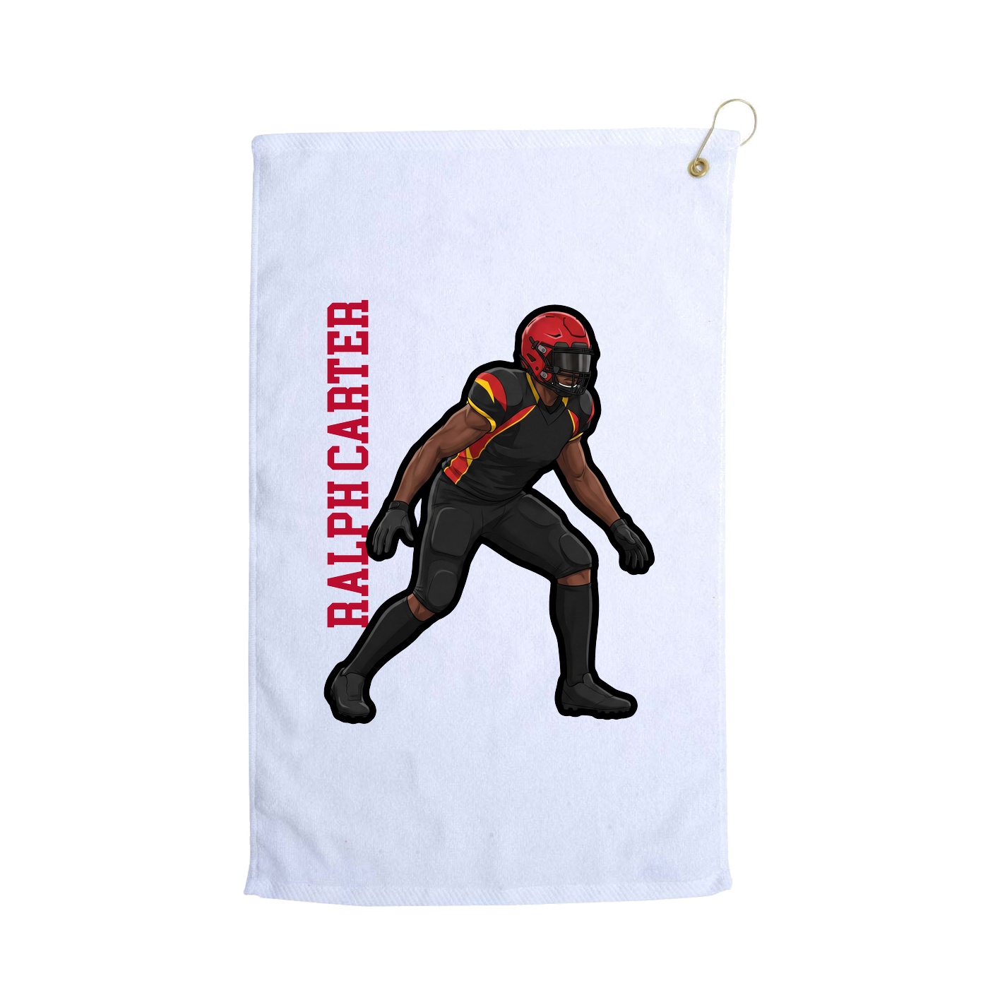 Golf Towel — Name Vertical in White