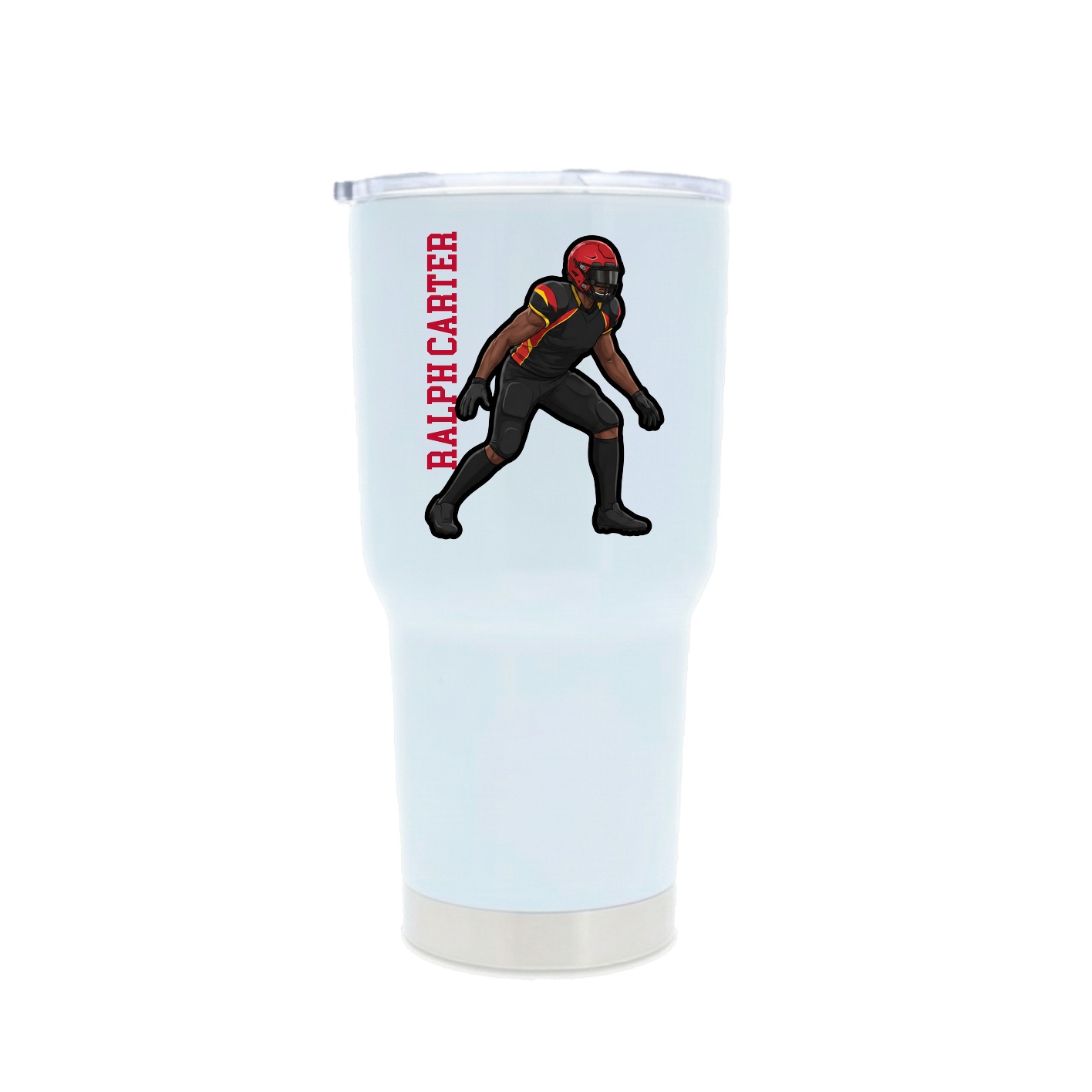 30oz Stainless Steel Tumbler — Name Vertical in White
