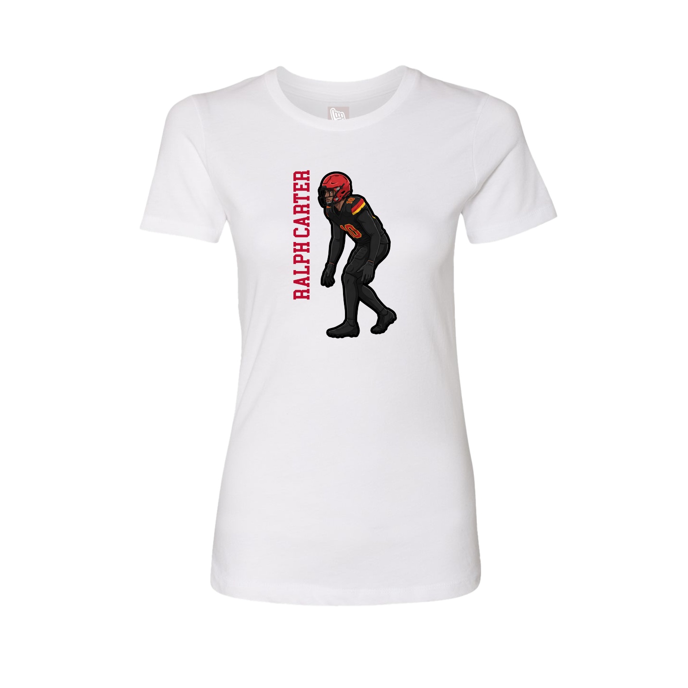 Womens Tee — Name Vertical in White