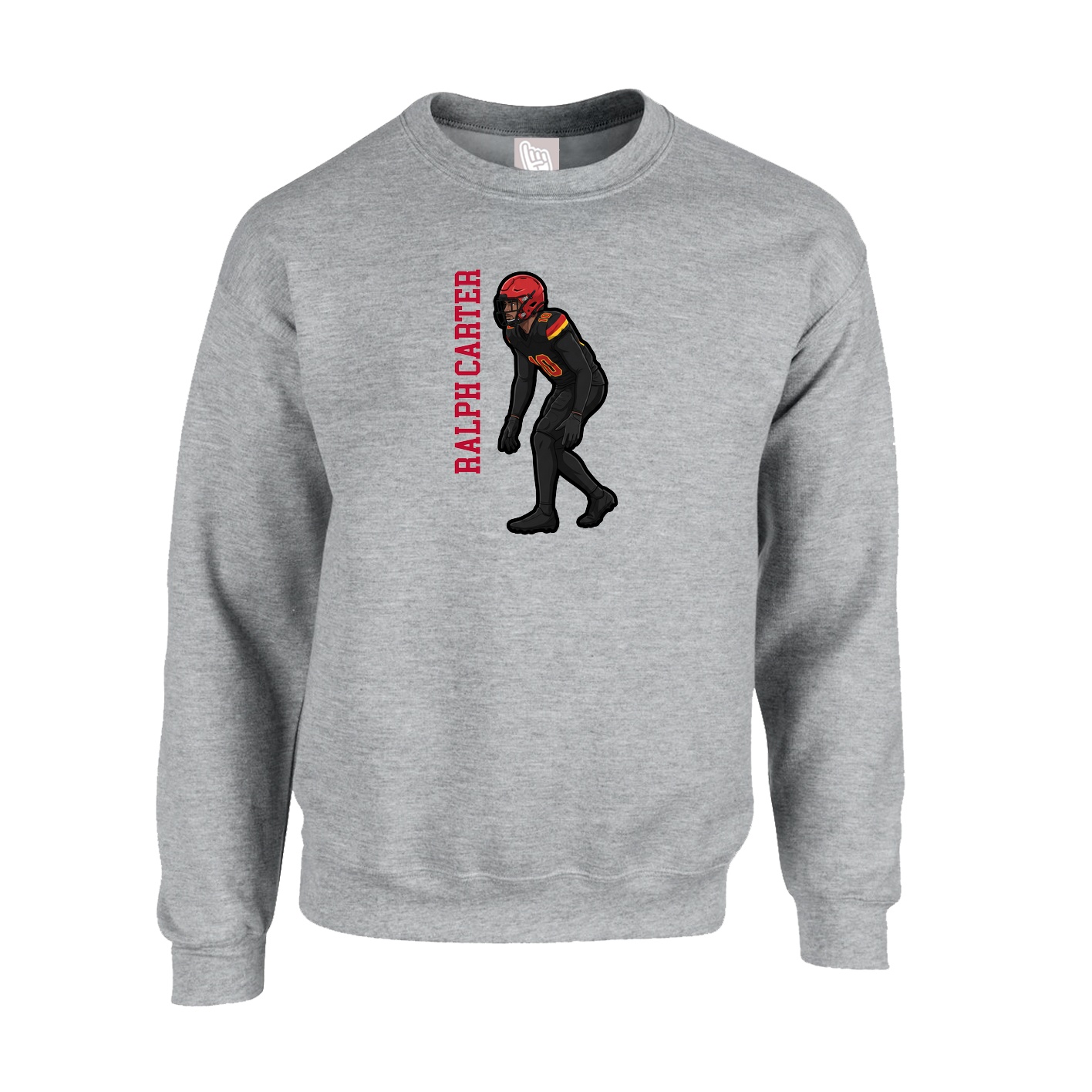 Fleece Crew — Name Vertical in Grey