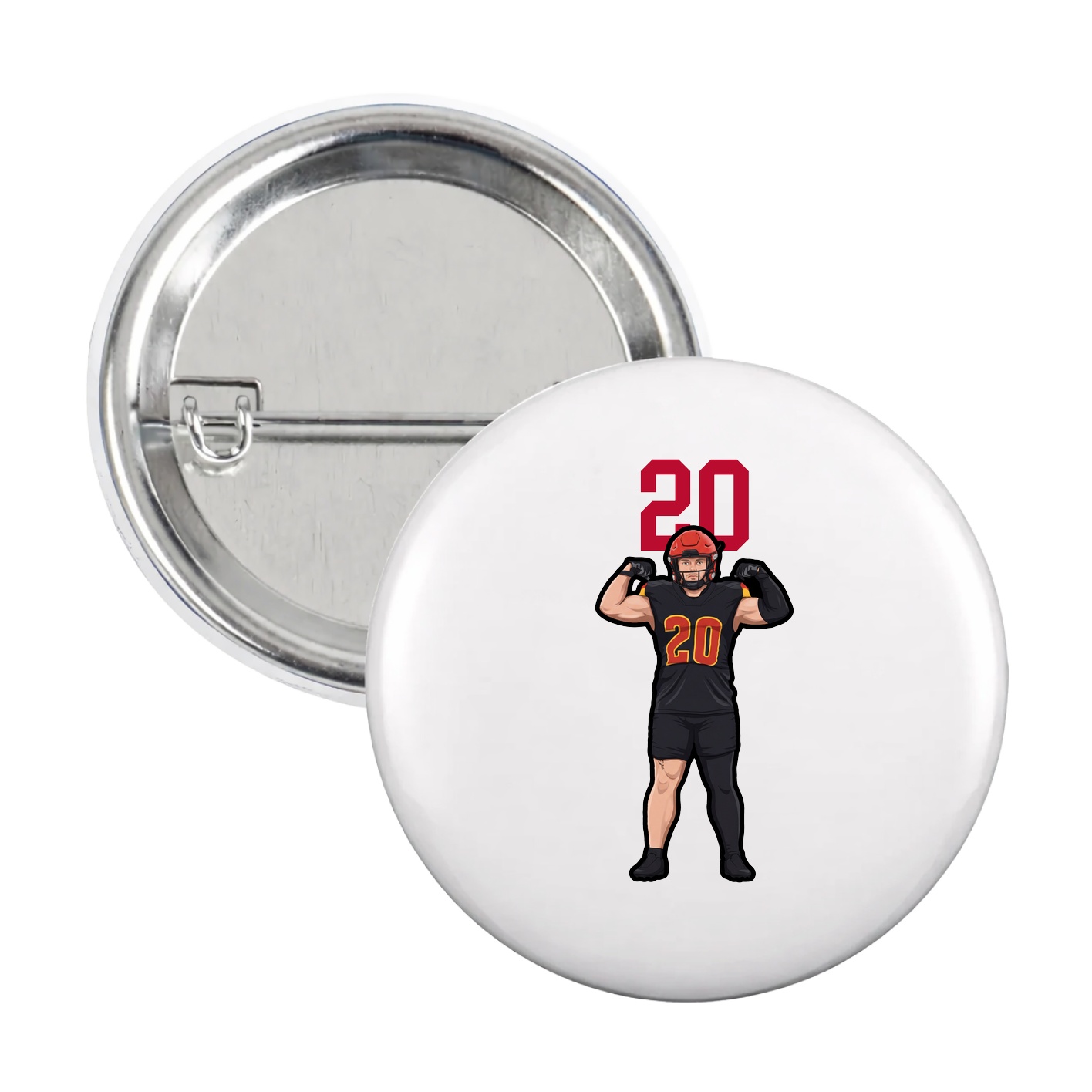 Game Day Button — Number Top in White