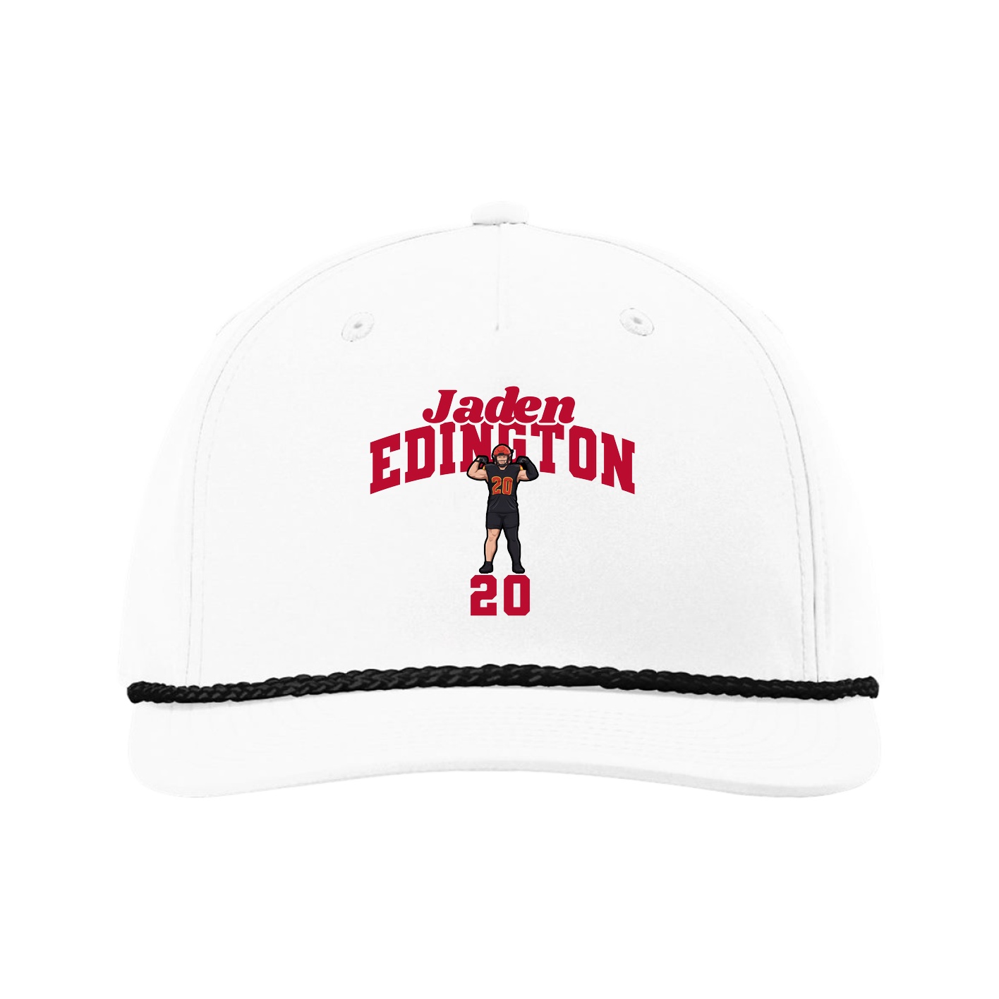 Five-Panel Classic Rope Cap — Signature Arch in White