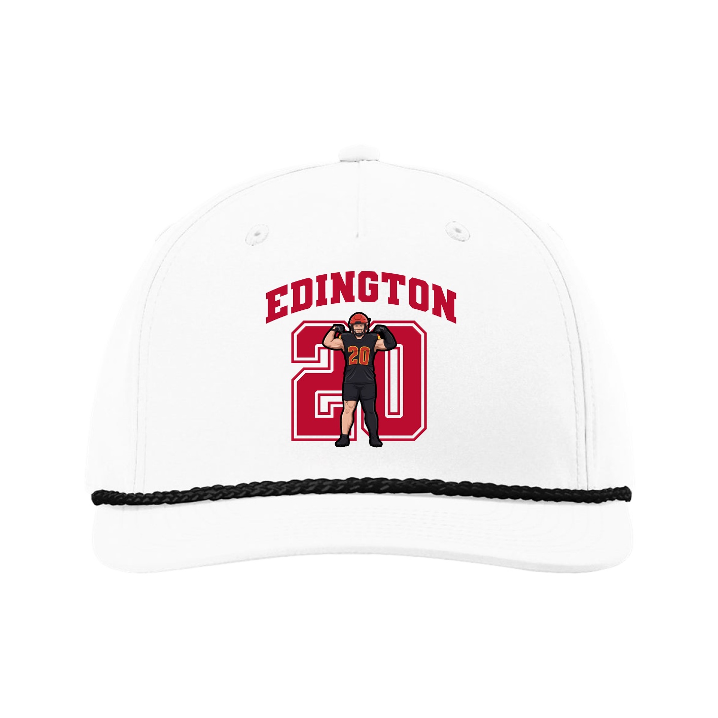 Five-Panel Classic Rope Cap — Number in White