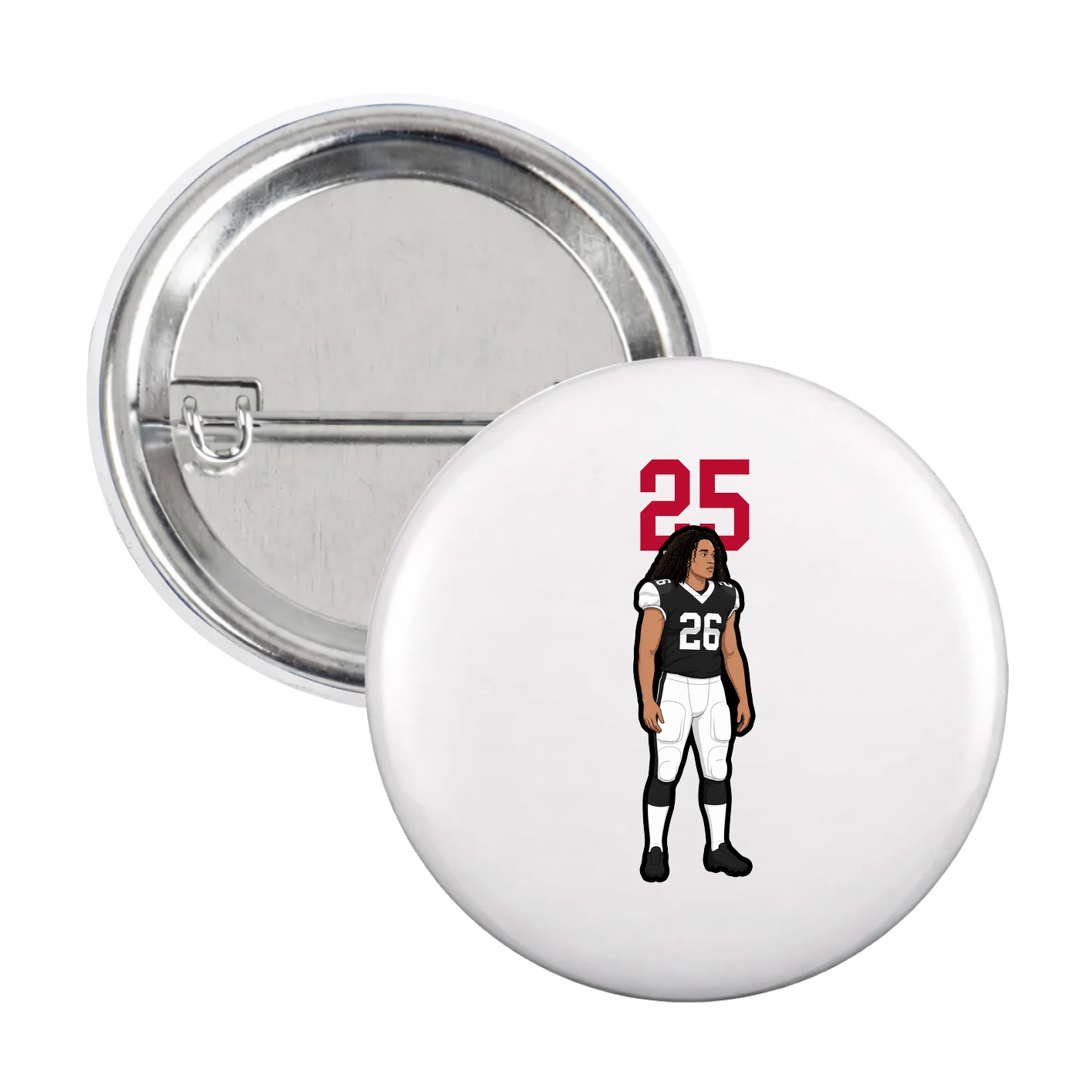 Game Day Button — Number Top in White