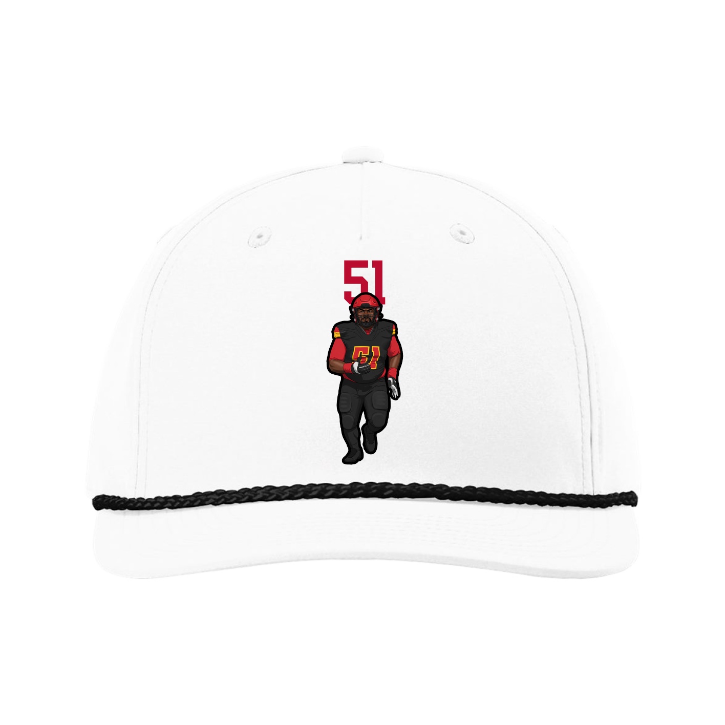 Five-Panel Classic Rope Cap — Number Top in White