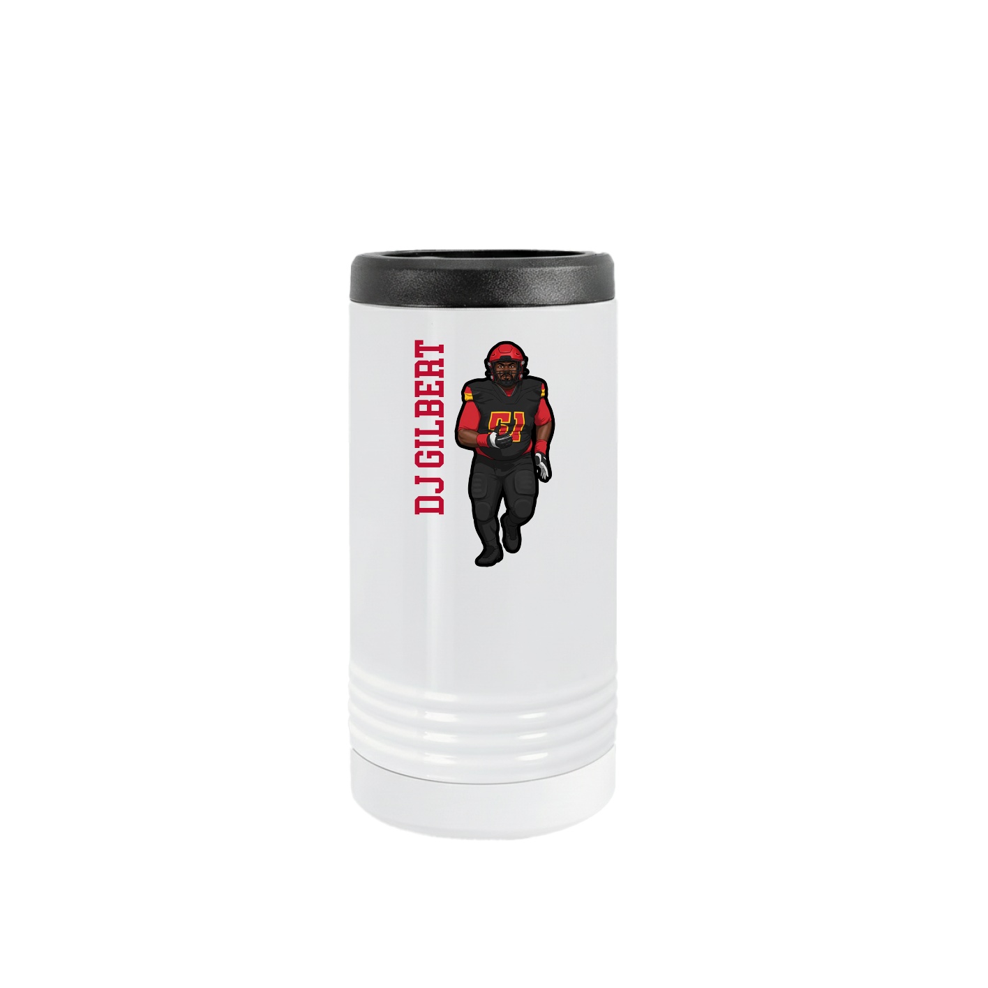Slim Beverage Holder — Name Vertical in White