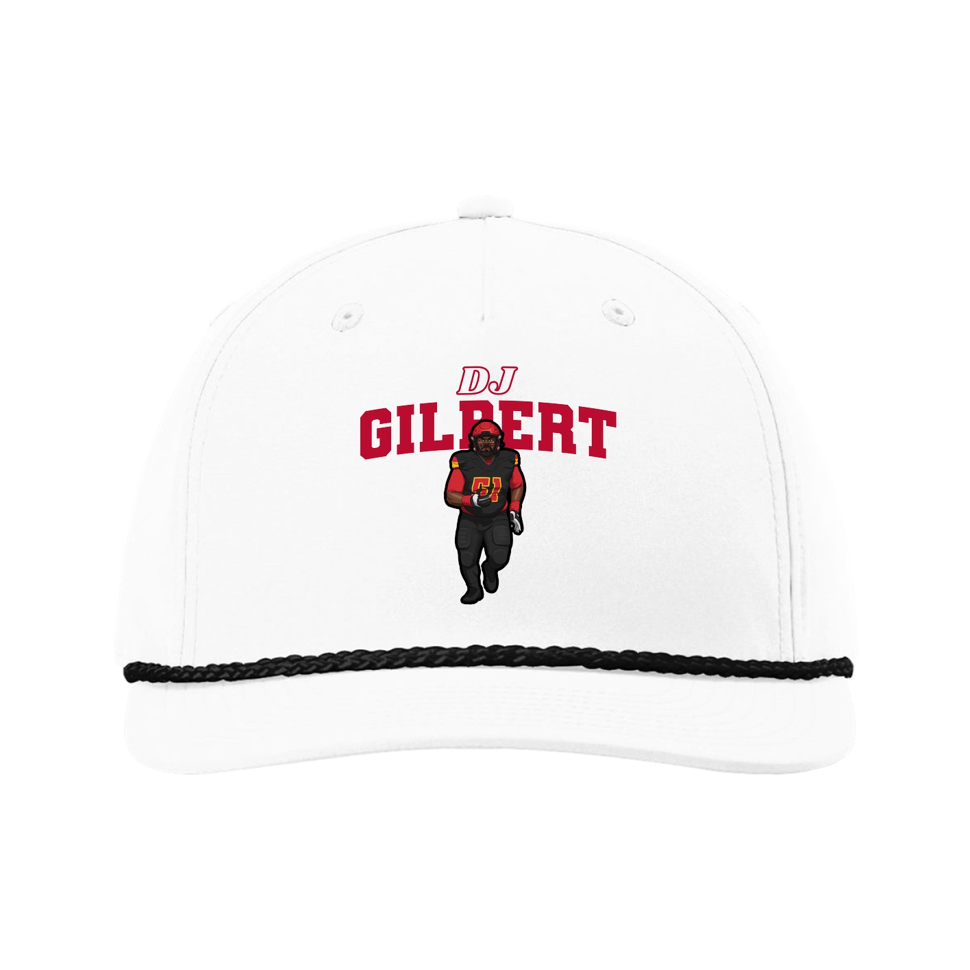 Five-Panel Classic Rope Cap — Name Arch in White