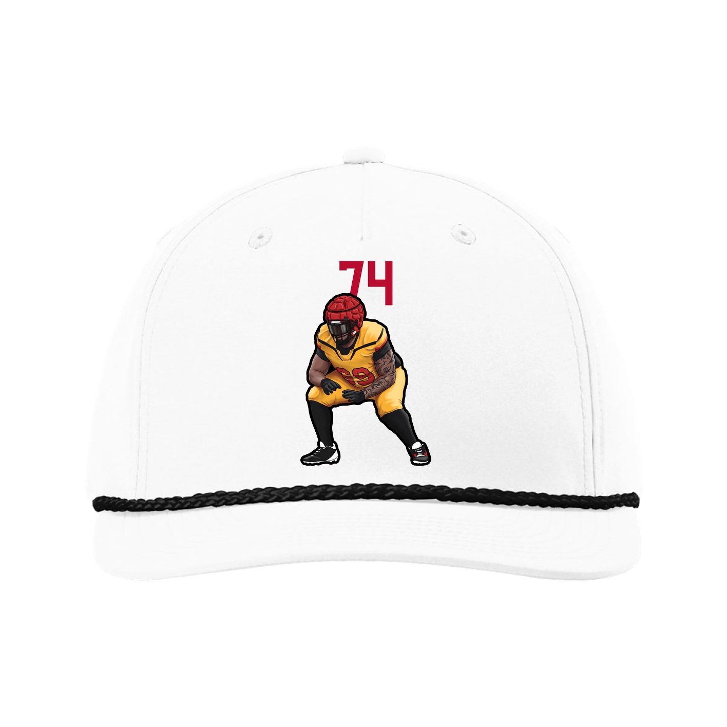 Five-Panel Classic Rope Cap — Number Top in White