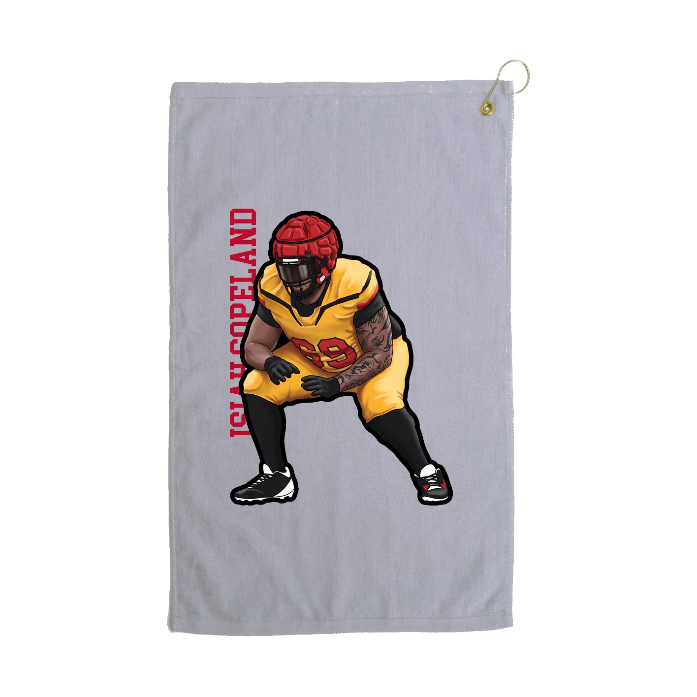 Golf Towel — Name Vertical in Grey