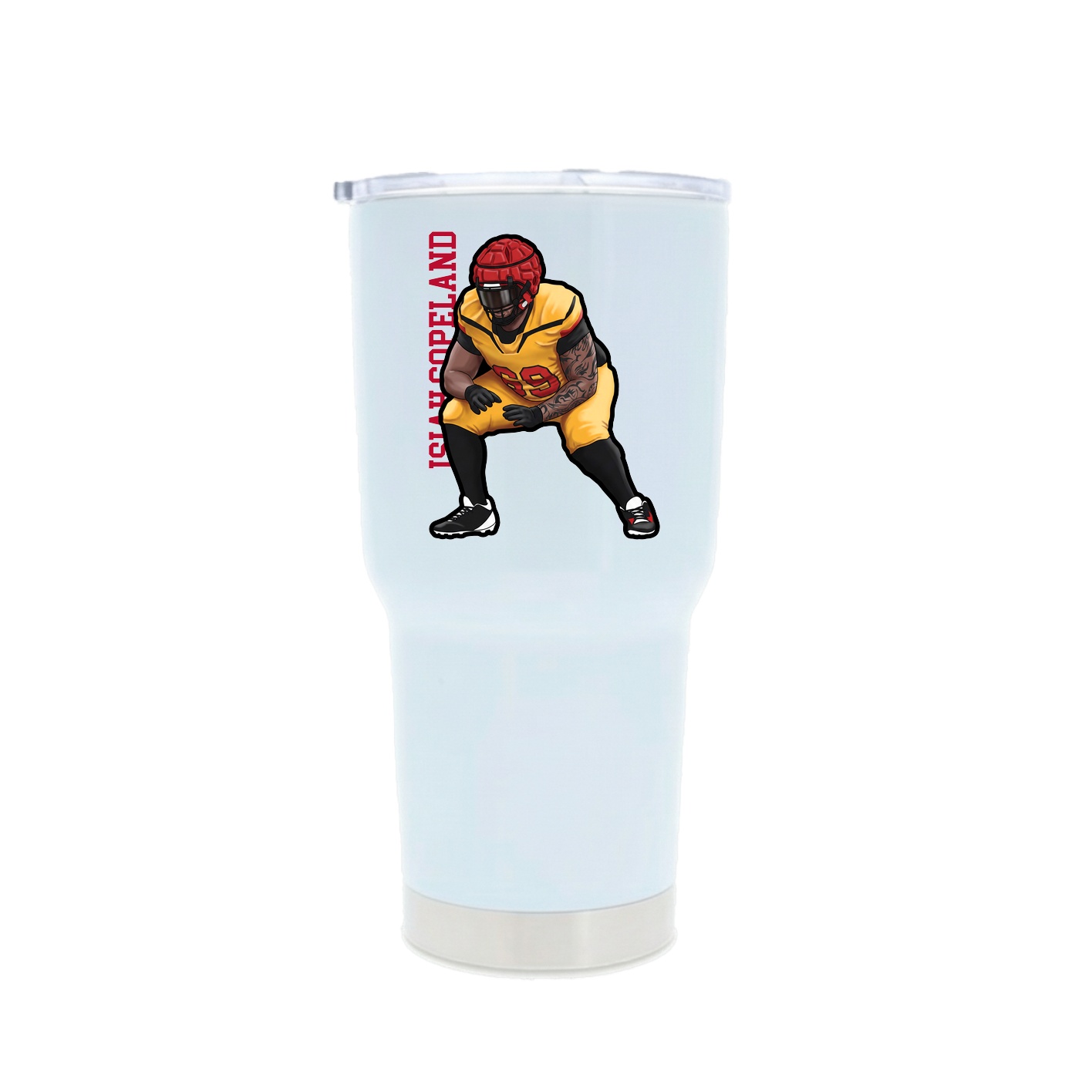 30oz Stainless Steel Tumbler — Name Vertical in White