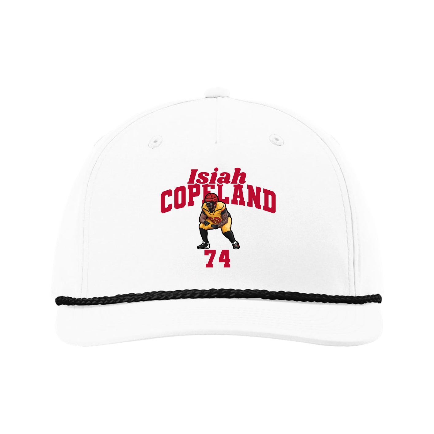 Five-Panel Classic Rope Cap — Signature Arch in White