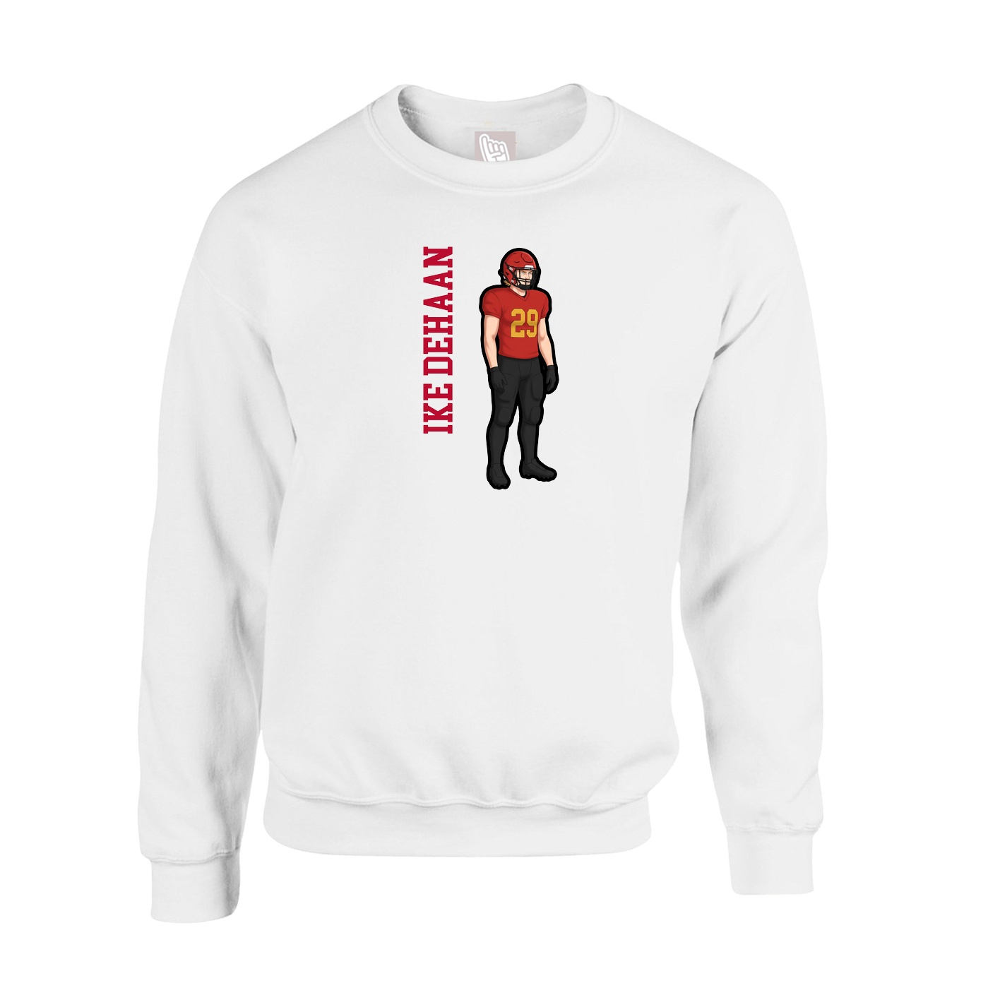 Fleece Crew — Name Vertical in White