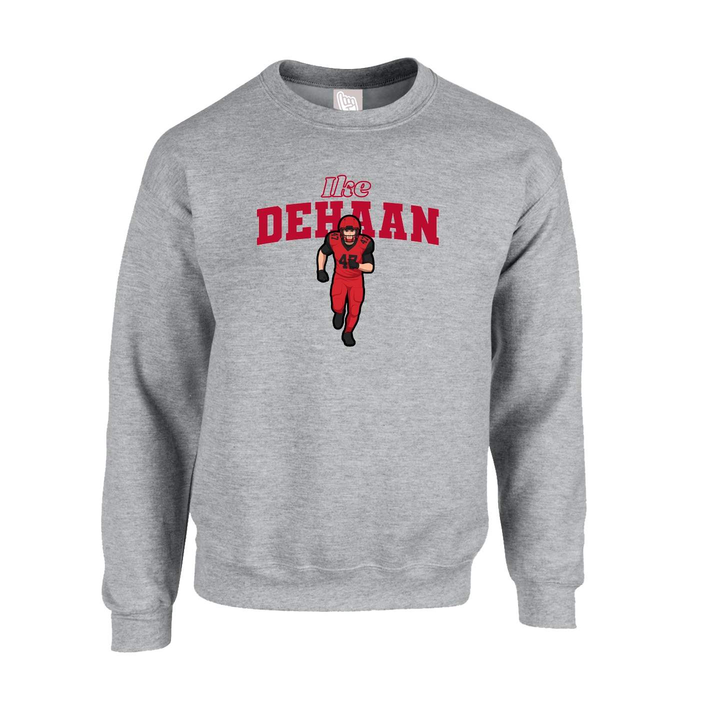 Fleece Crew — Name Arch in Grey