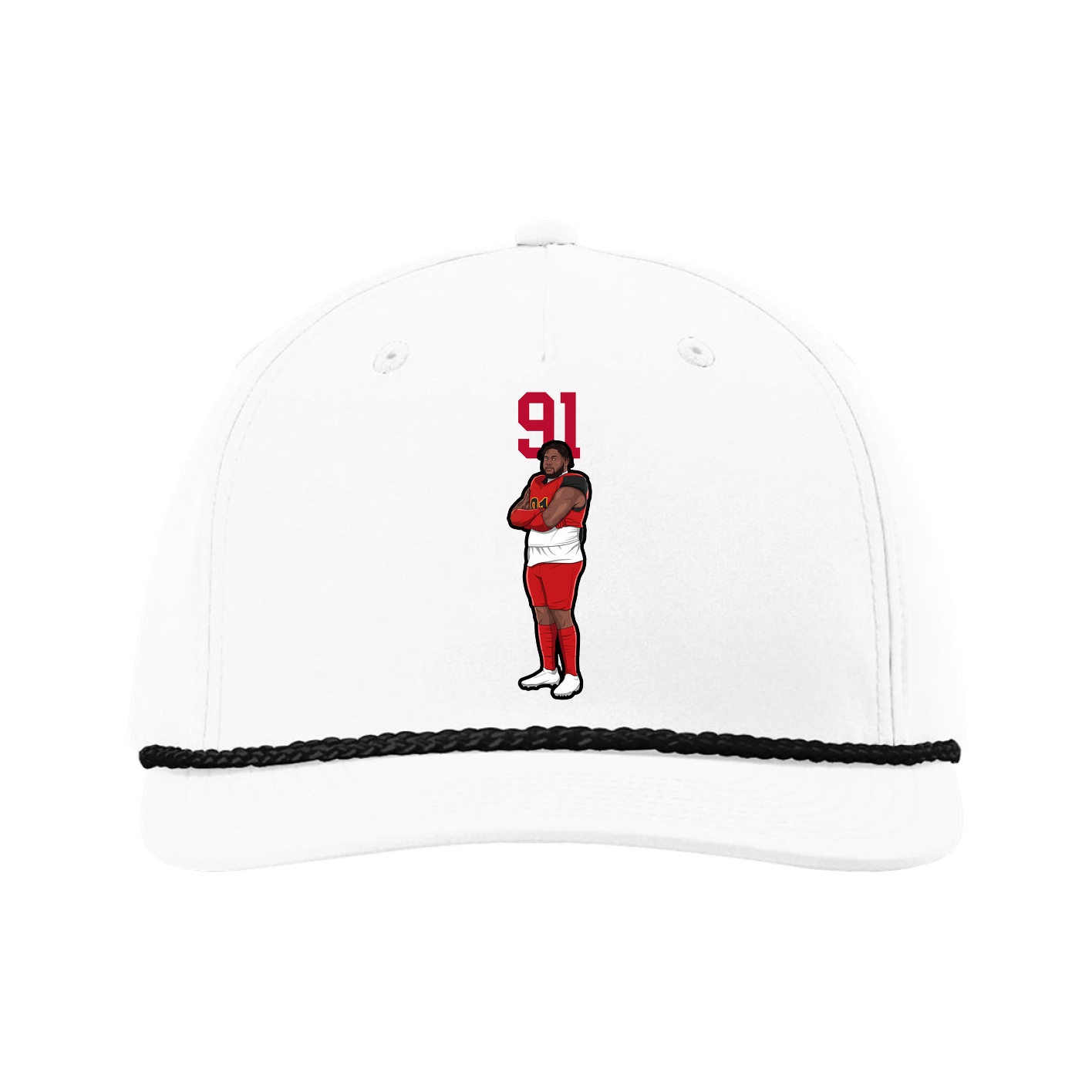 Five-Panel Classic Rope Cap — Number Top in White