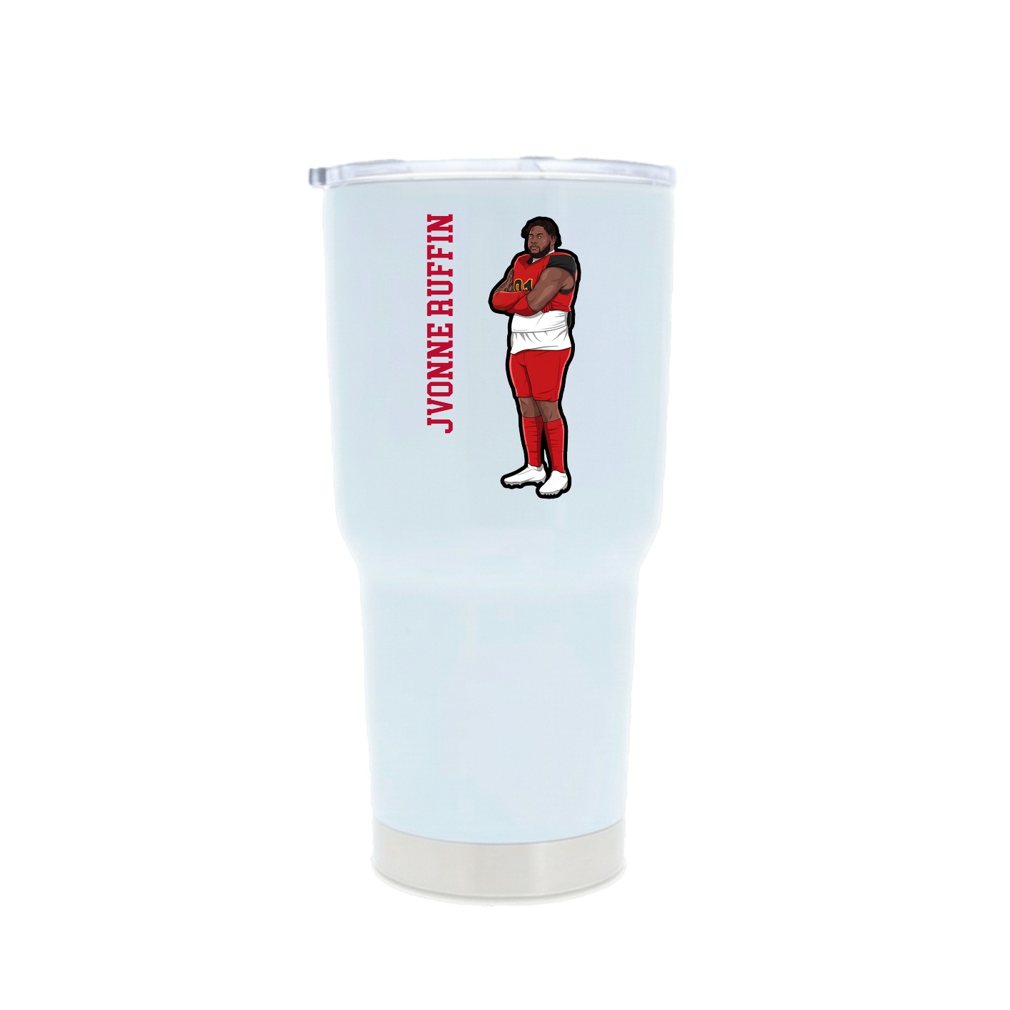 30oz Stainless Steel Tumbler — Name Vertical in White