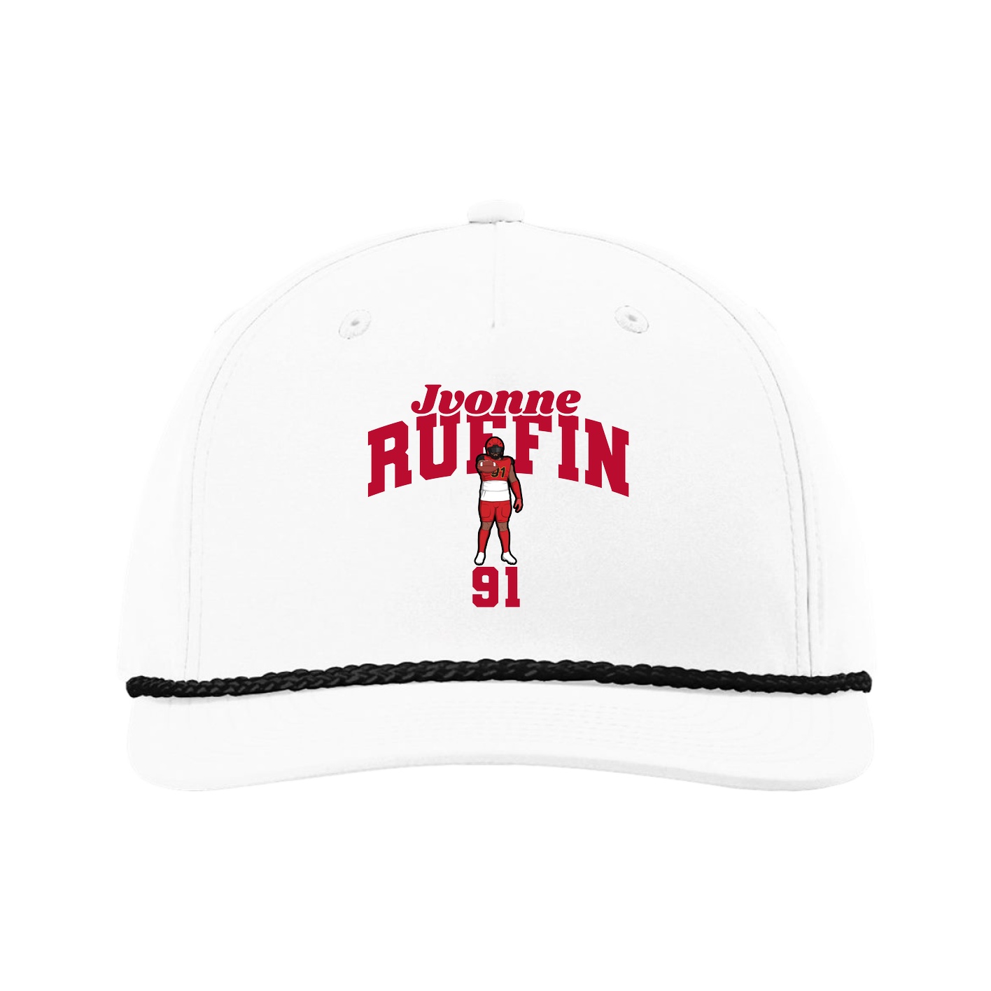 Five-Panel Classic Rope Cap — Signature Arch in White