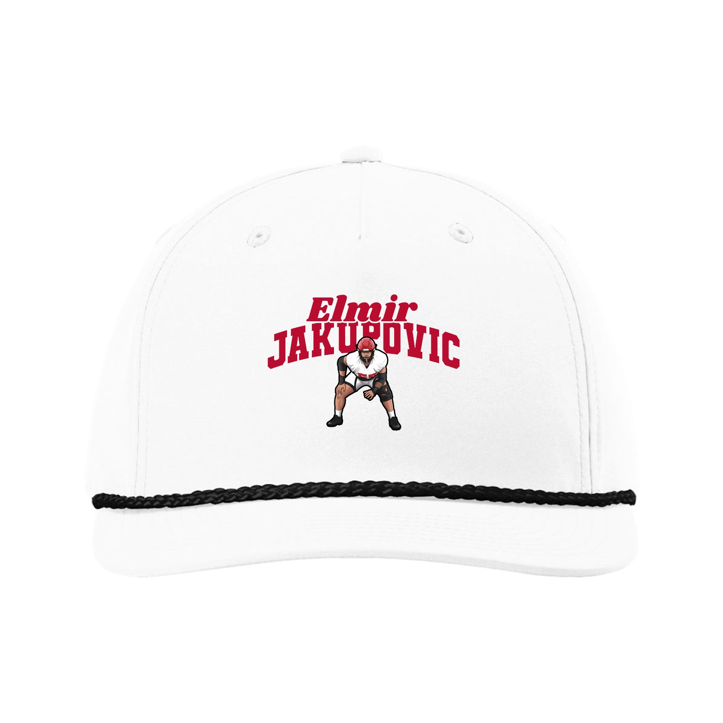 Five-Panel Classic Rope Cap — Signature Arch in White