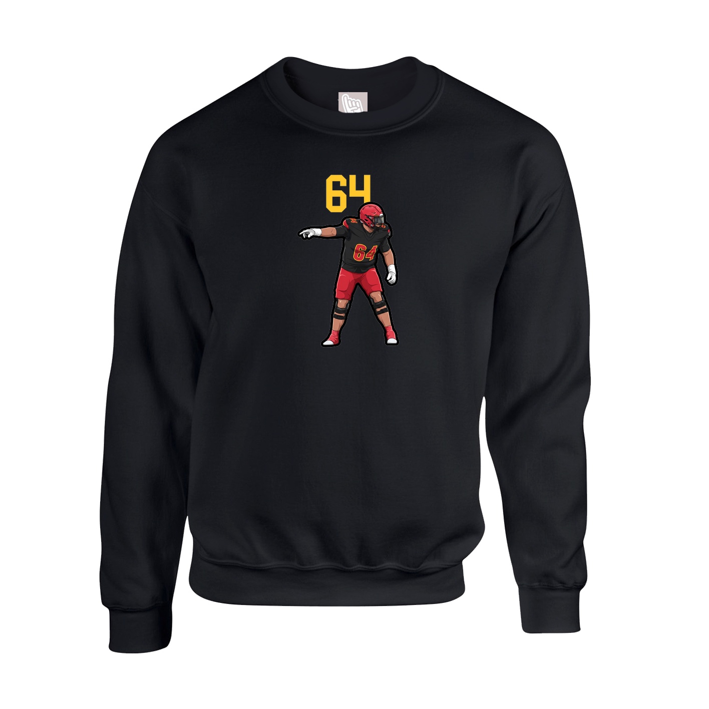 Fleece Crew — Number Top in Black