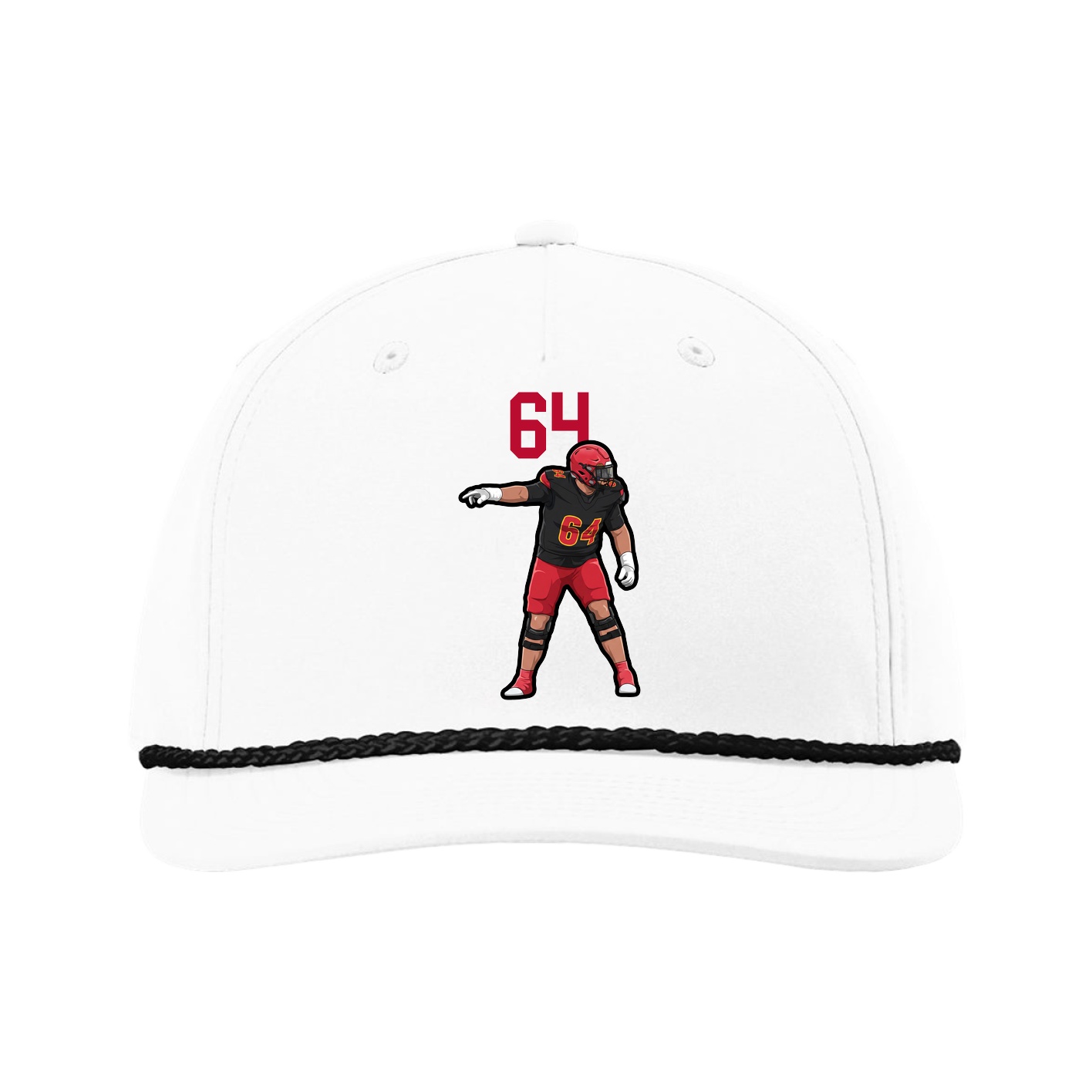 Five-Panel Classic Rope Cap — Number Top in White