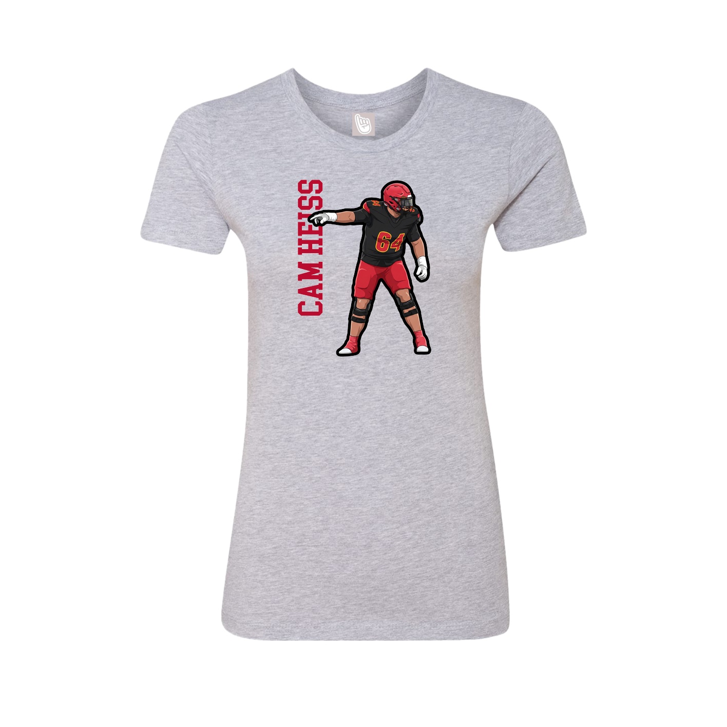 Fitted Women's Tee — Name Vertical in Grey