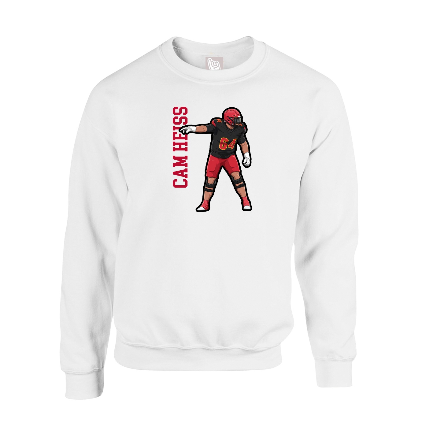 Fleece Crew — Name Vertical in White
