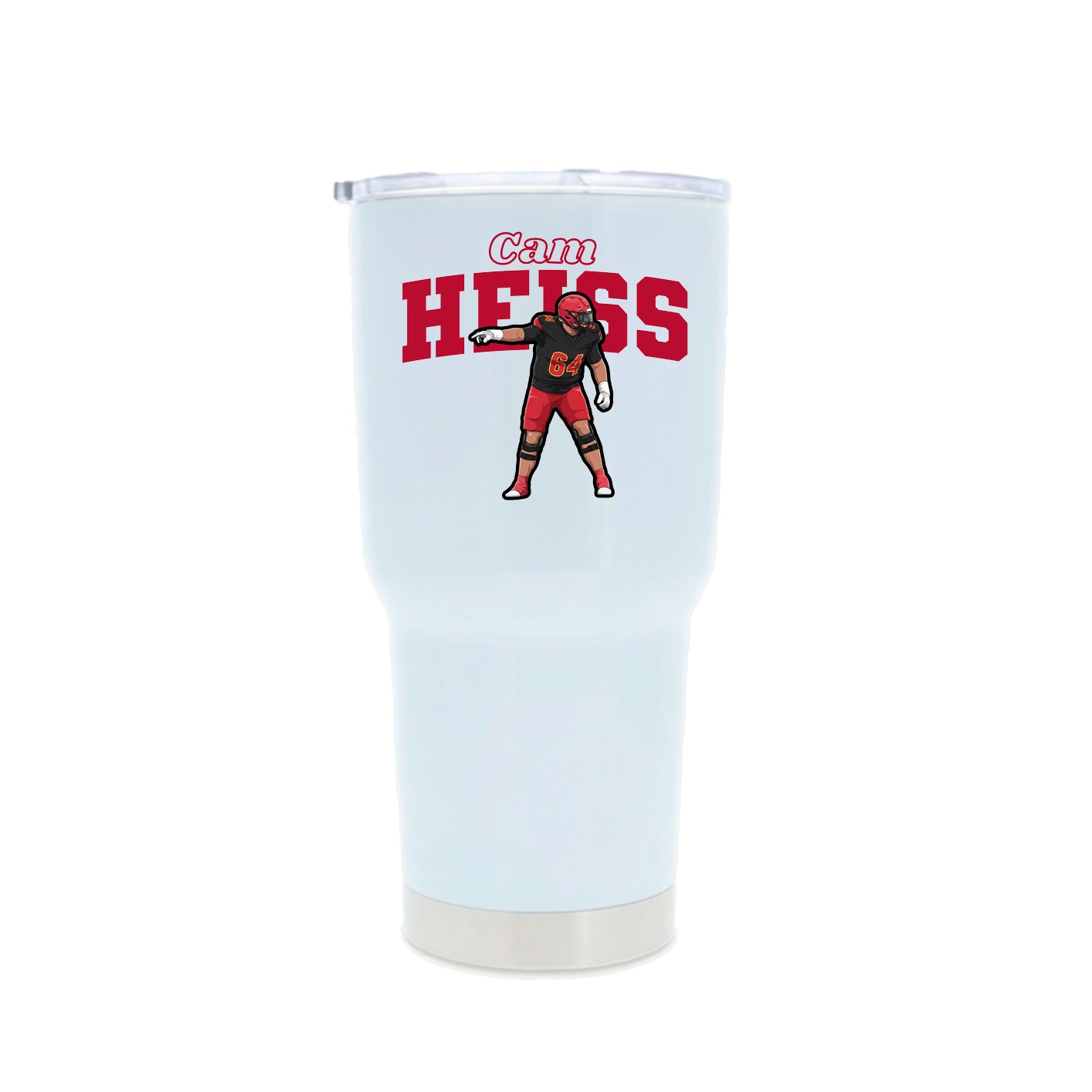 30oz Stainless Steel Tumbler — Name Arch in White