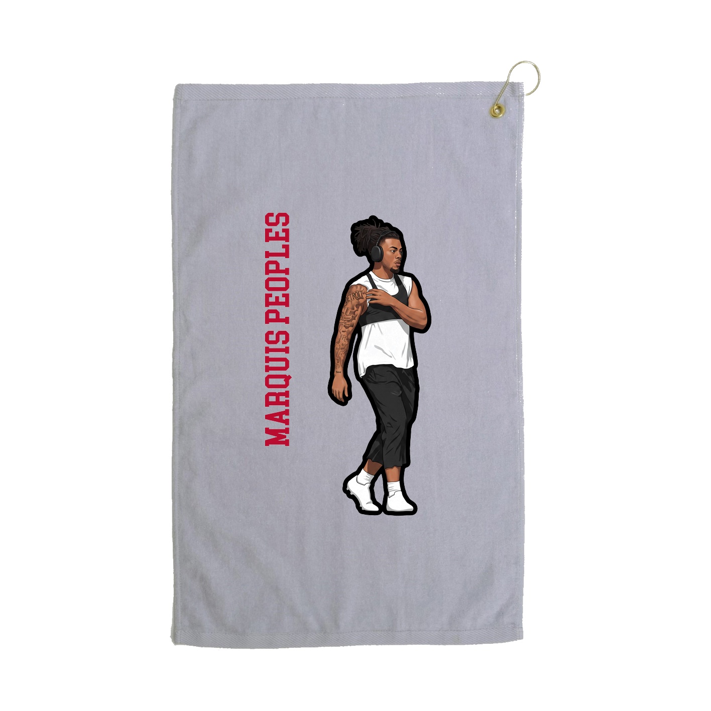 Golf Towel — Name Vertical in Grey