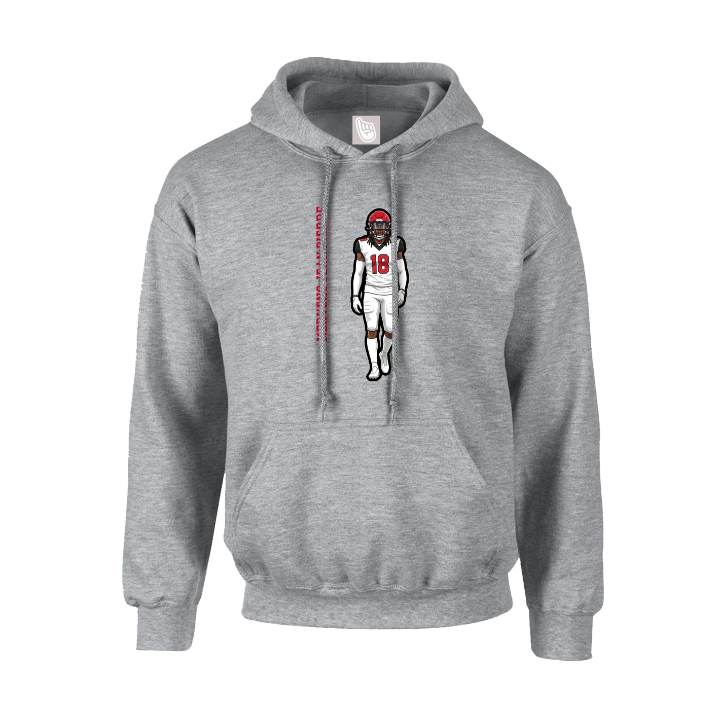 Hoodie — Name Vertical in Grey