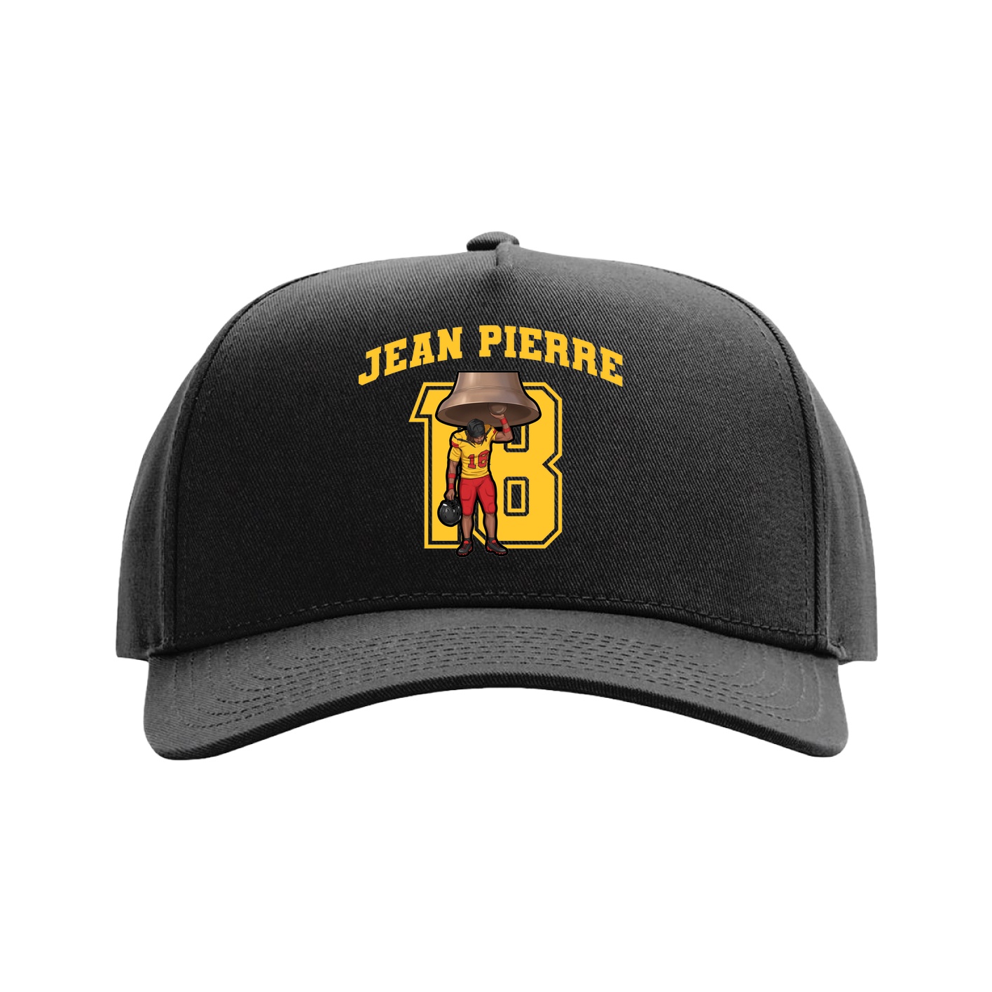 Full Fabric Five-Panel Champ Cap — Number in Black