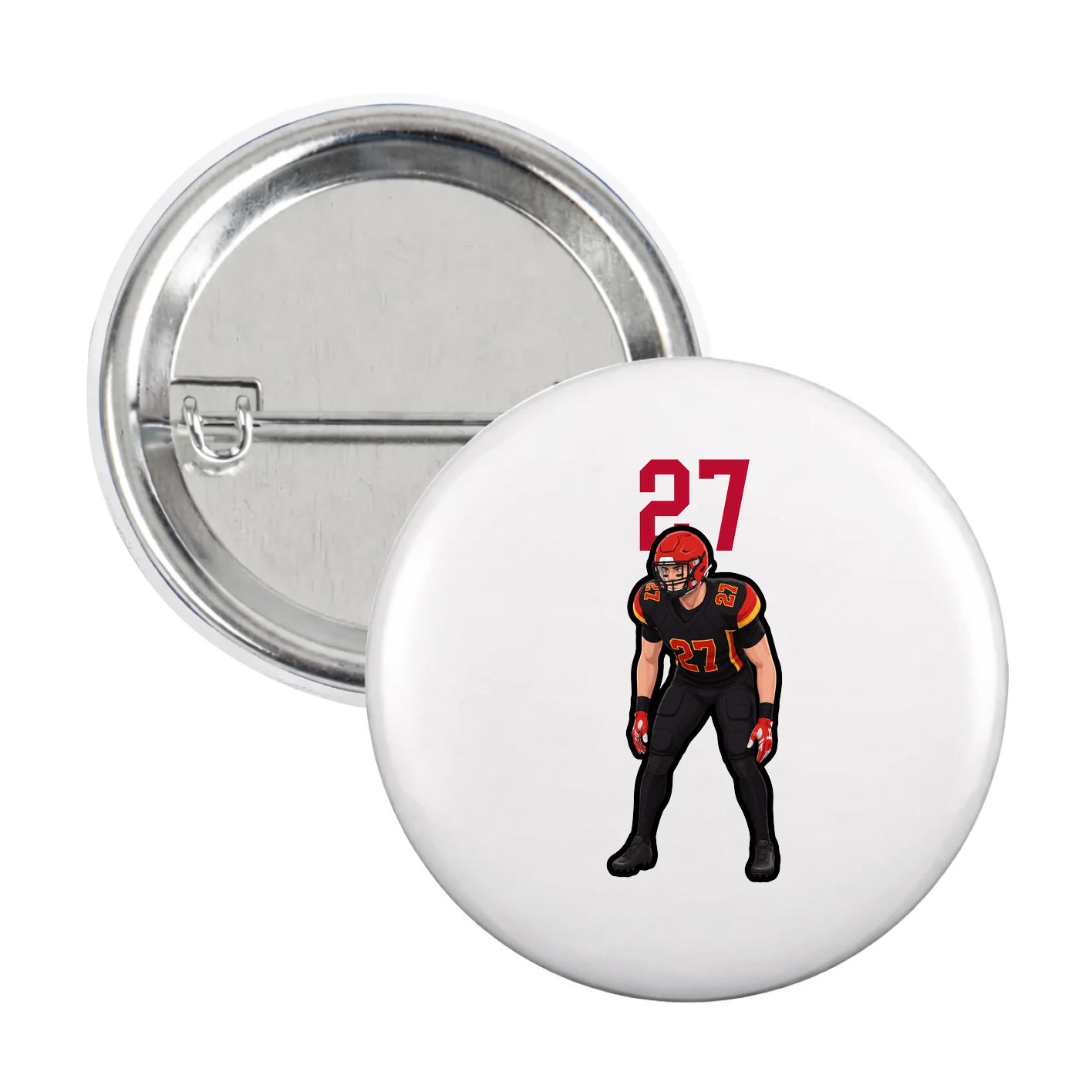 Game Day Button — Number Top in White