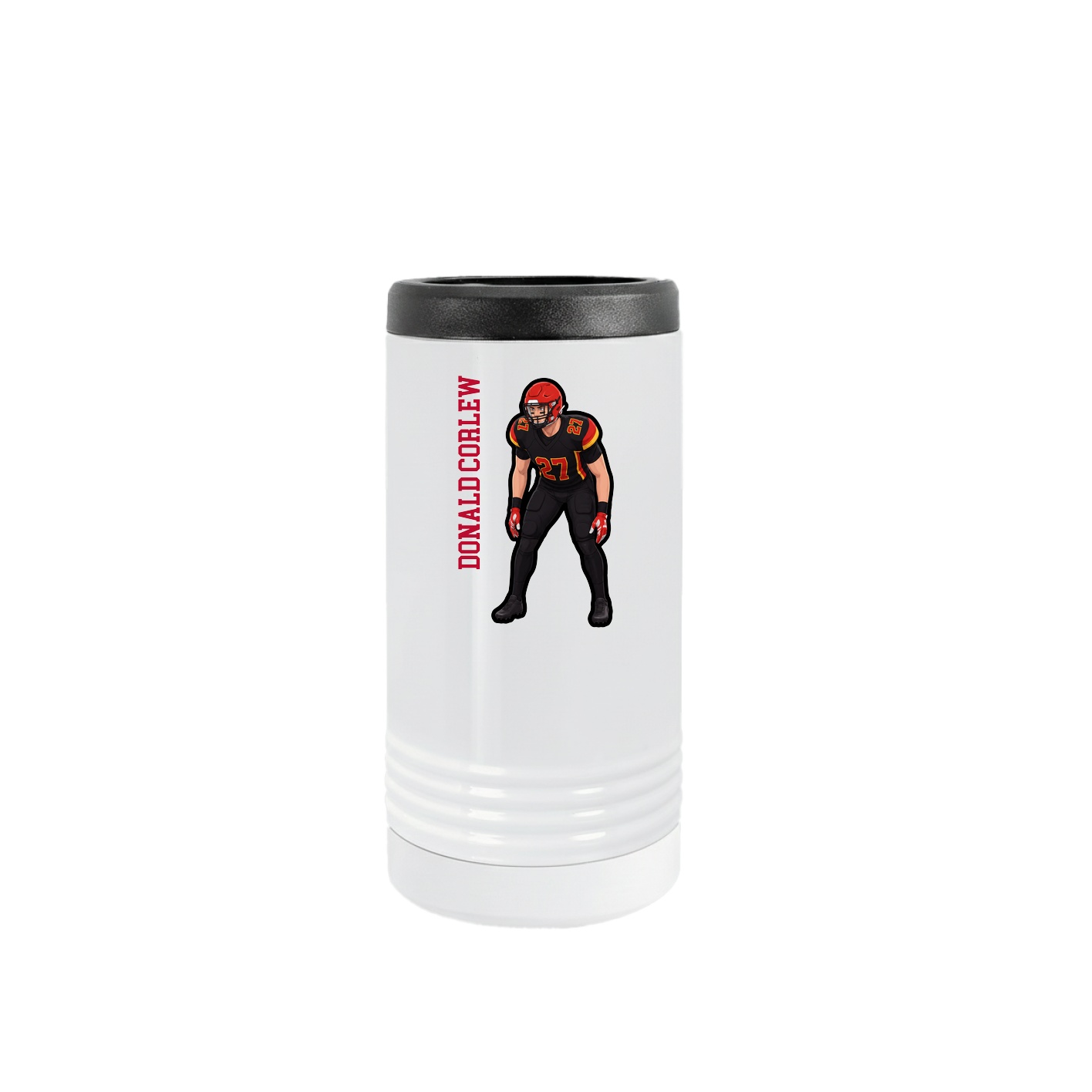 Slim Beverage Holder — Name Vertical in White