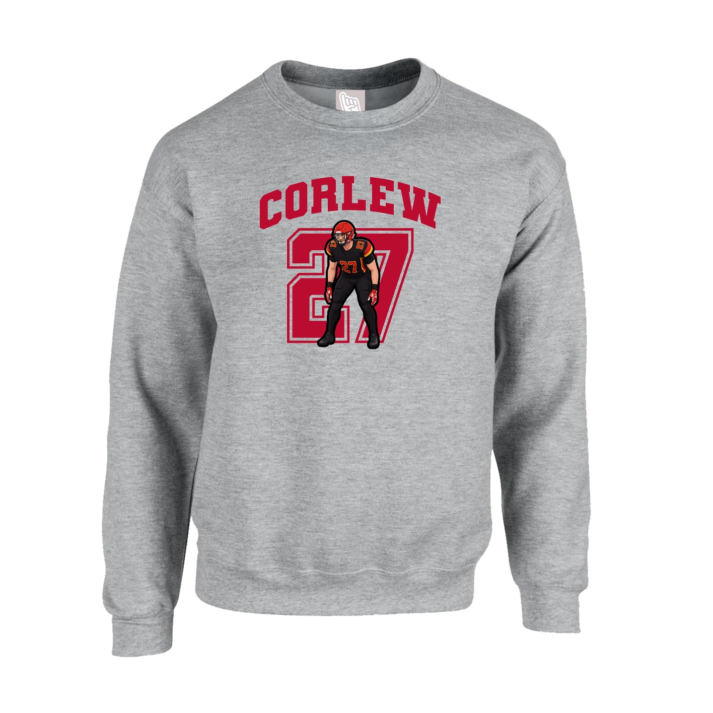 Fleece Crew — Number in Grey