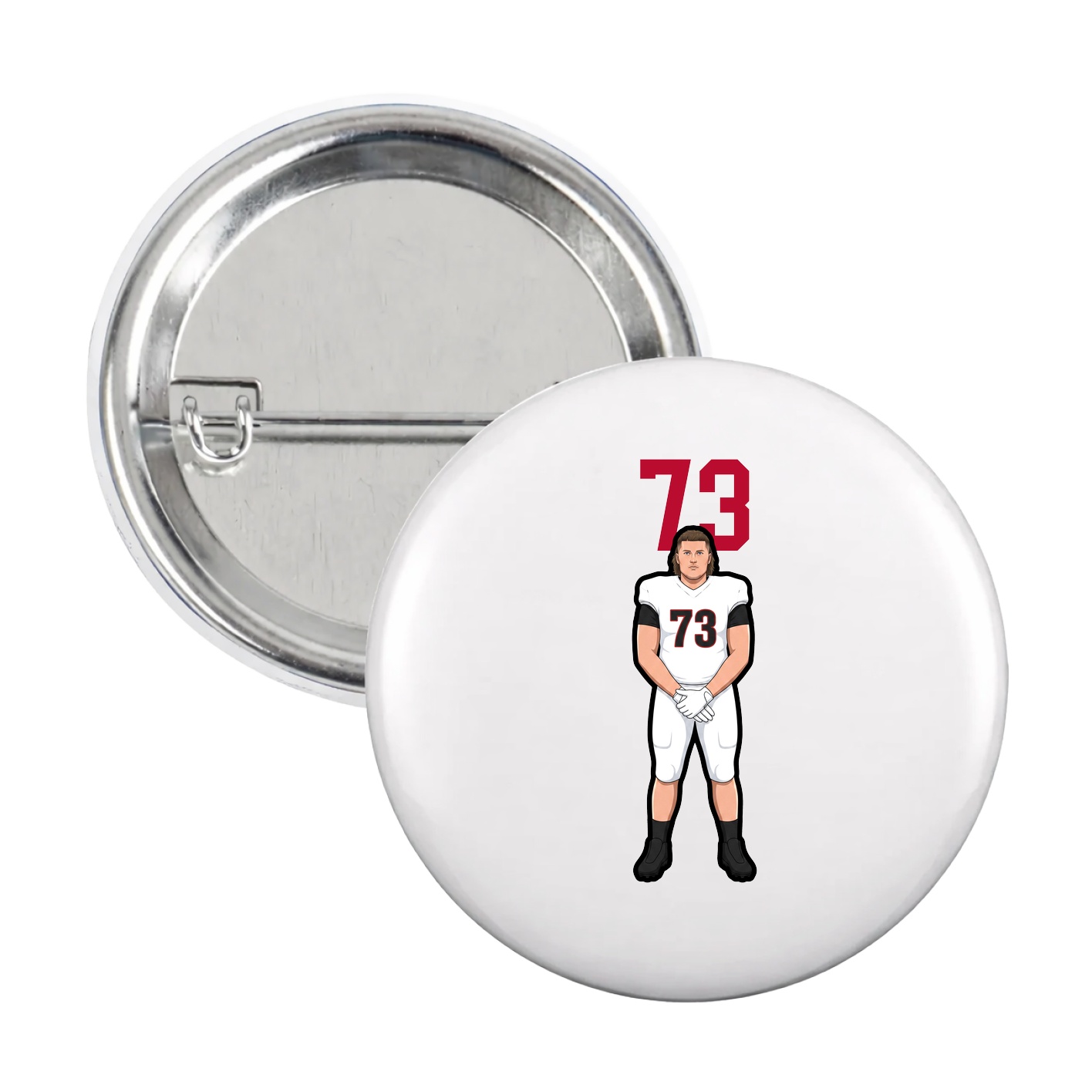Game Day Button — Number Top in White