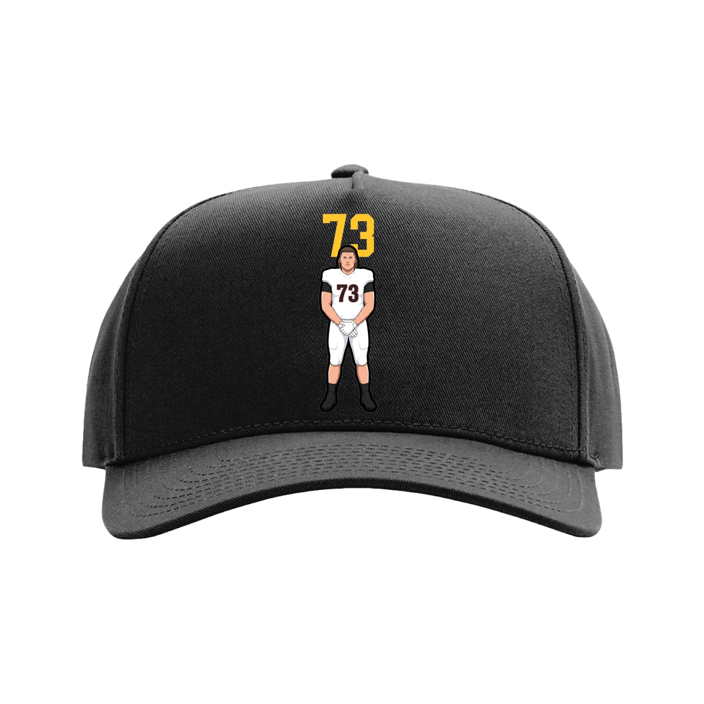 Full Fabric Five-Panel Champ Cap — Number Top in Black