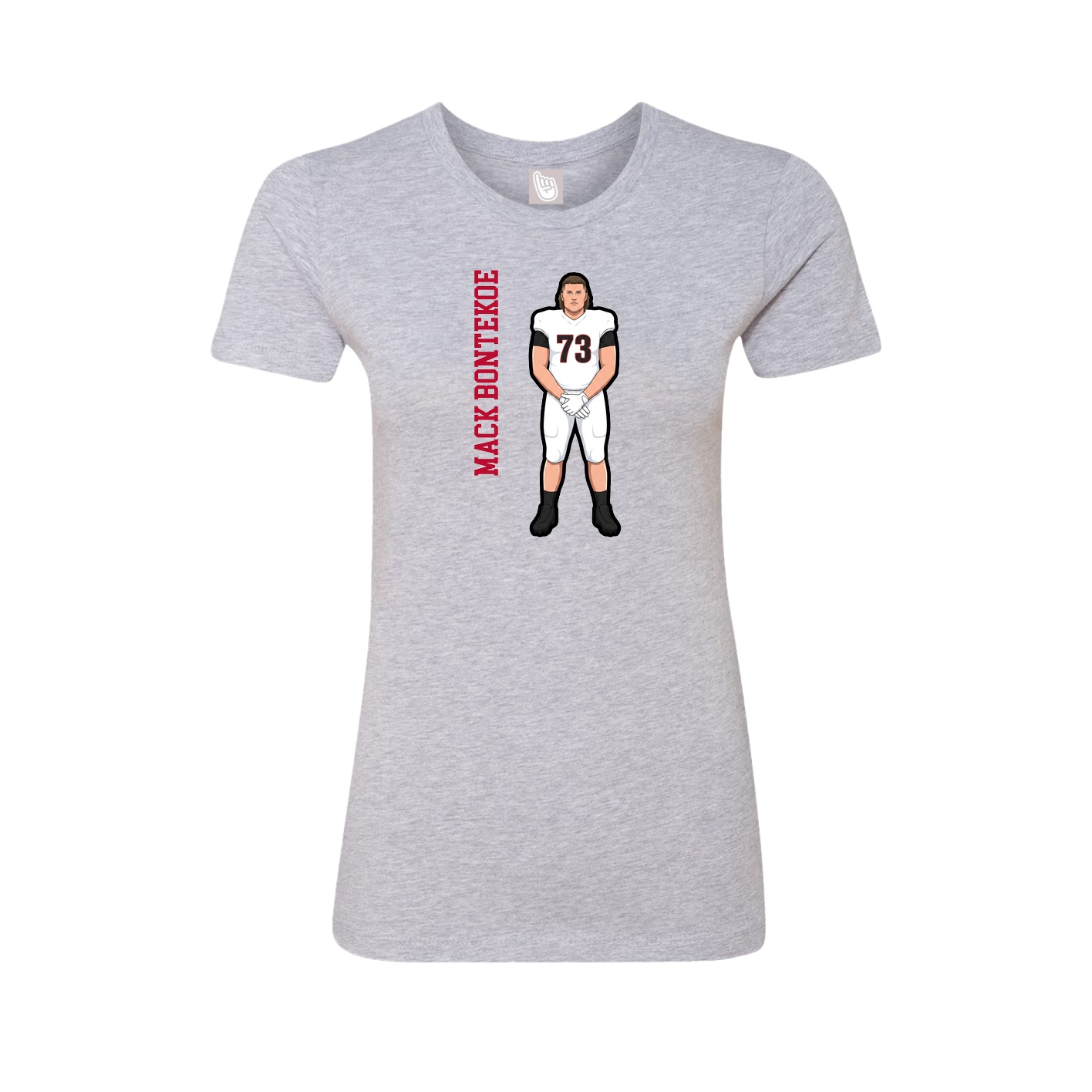 Fitted Women's Tee — Name Vertical in Grey