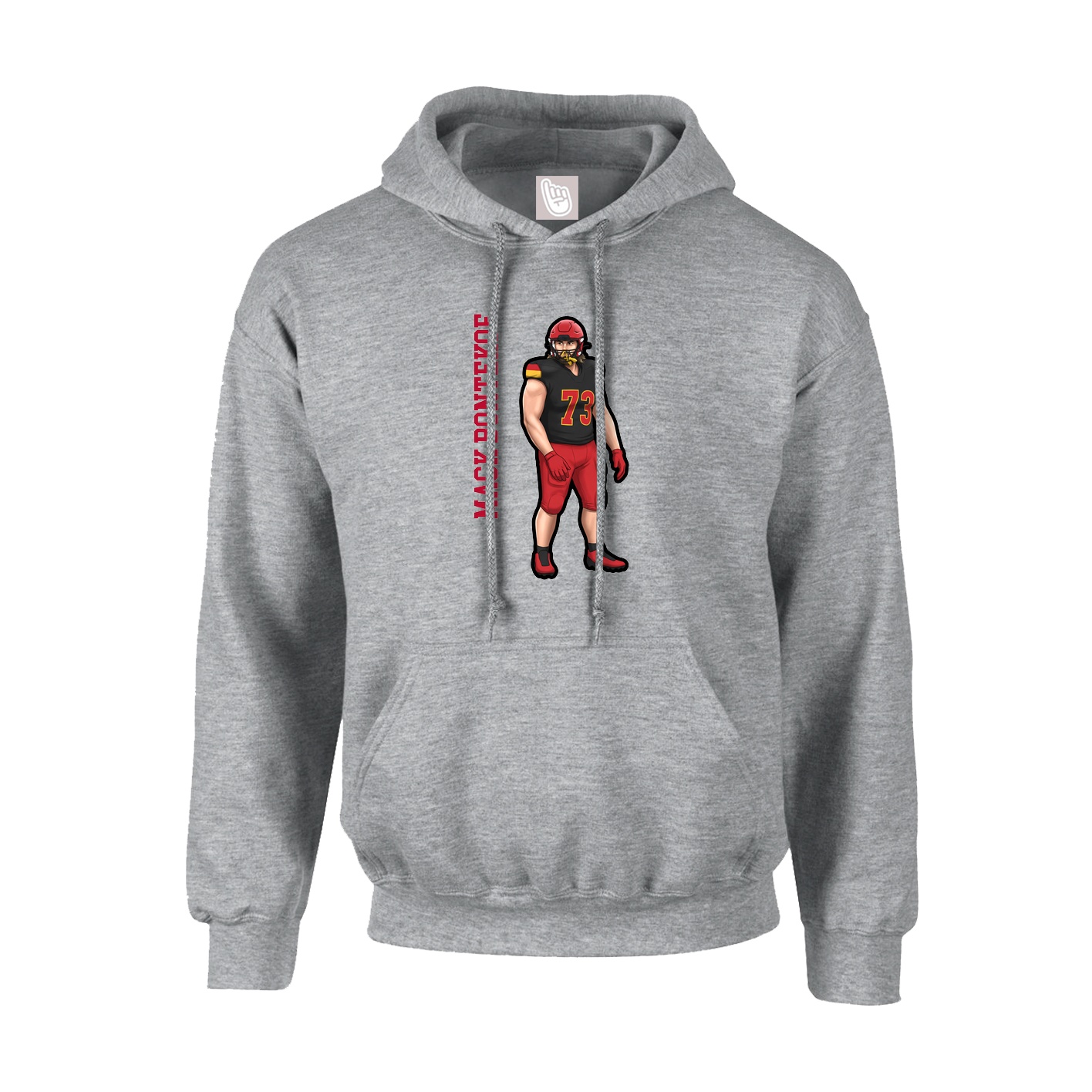Hoodie — Name Vertical in Grey