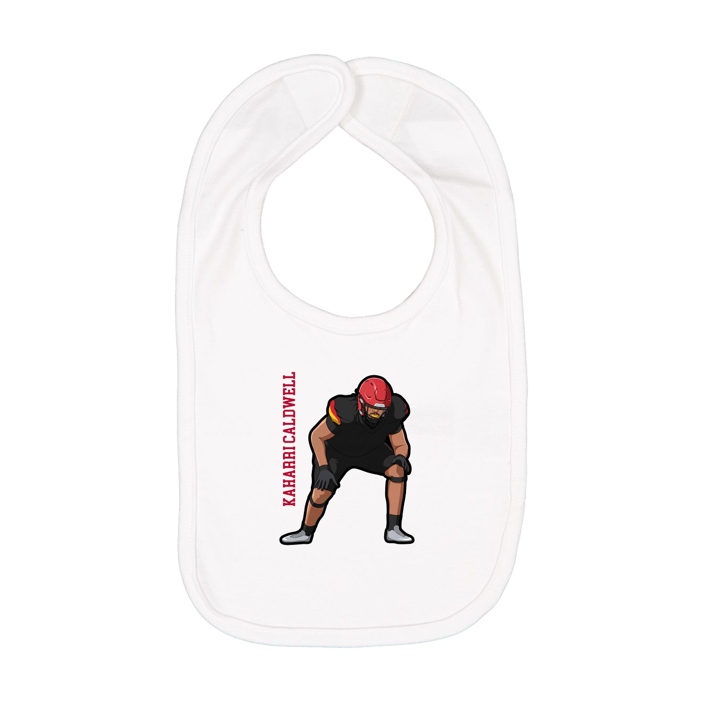 Infant Bib — Name Vertical in White