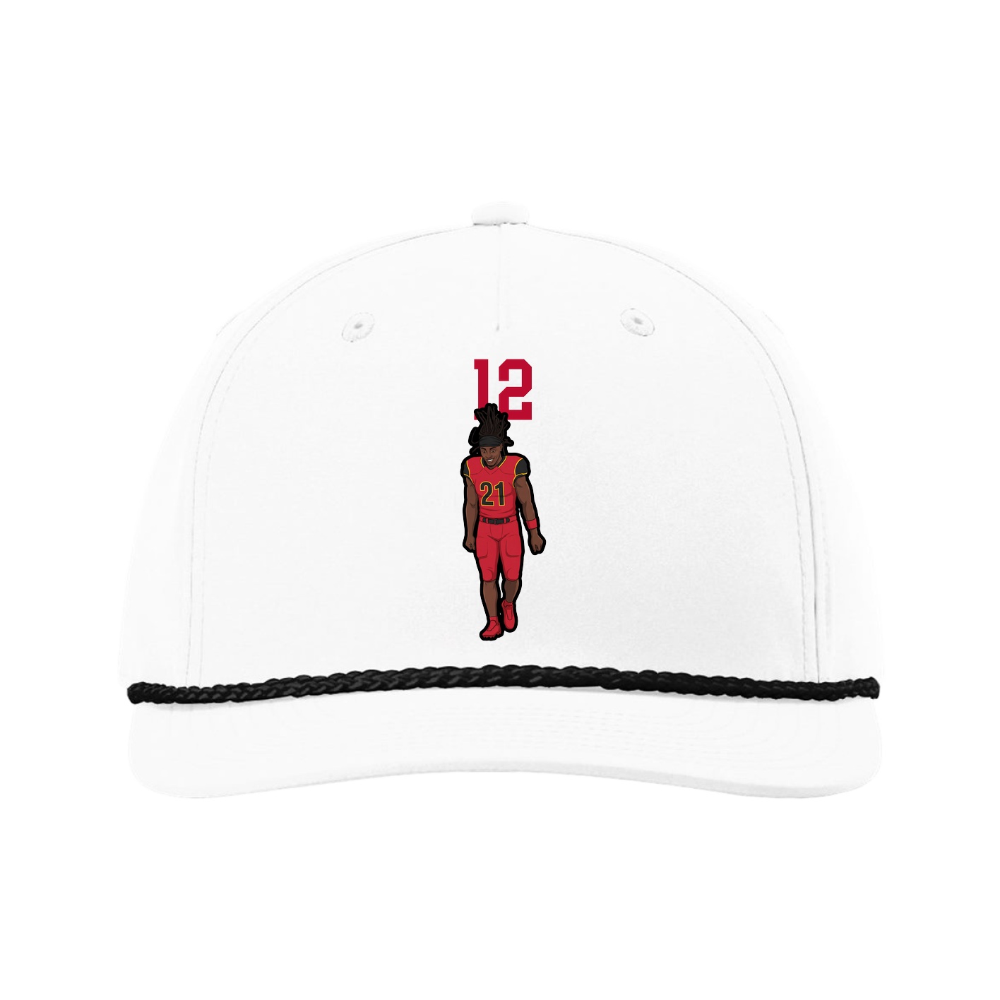 Five-Panel Classic Rope Cap — Number Top in White