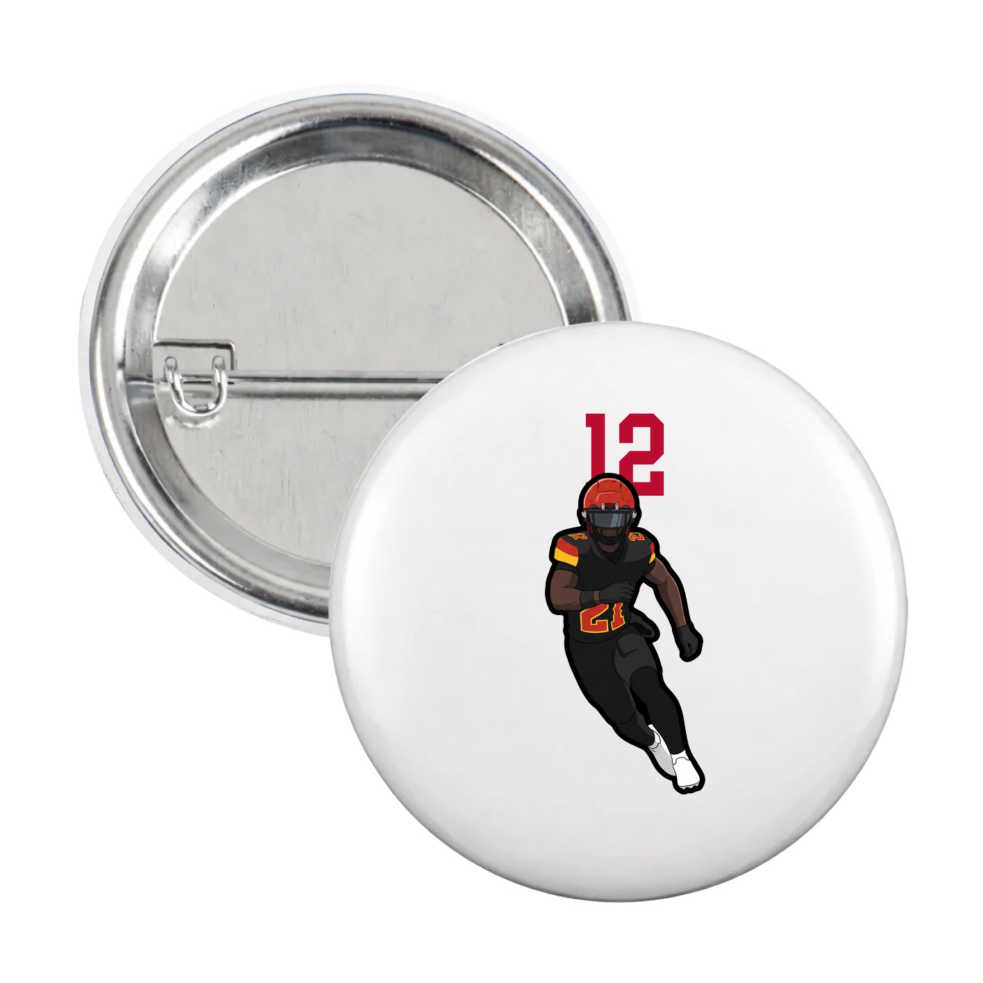 Game Day Button — Number Top in White