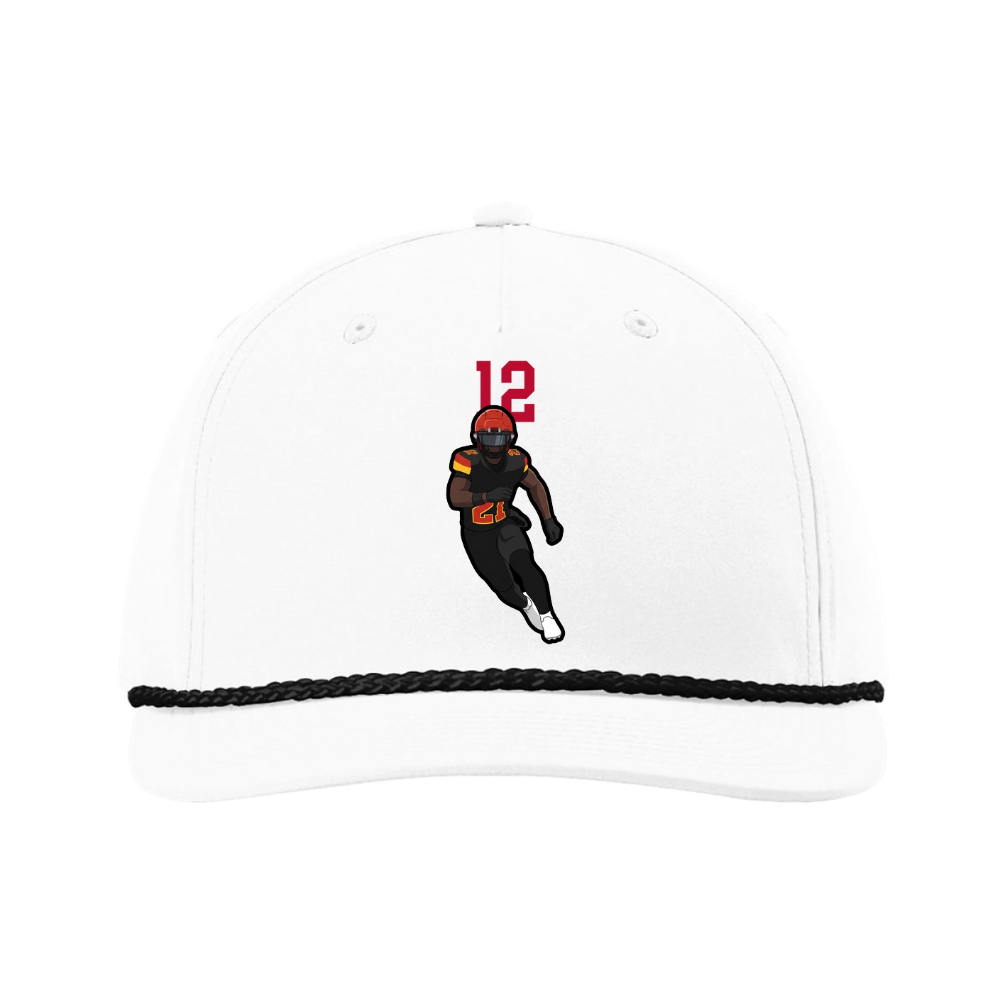 Five-Panel Classic Rope Cap — Number Top in White