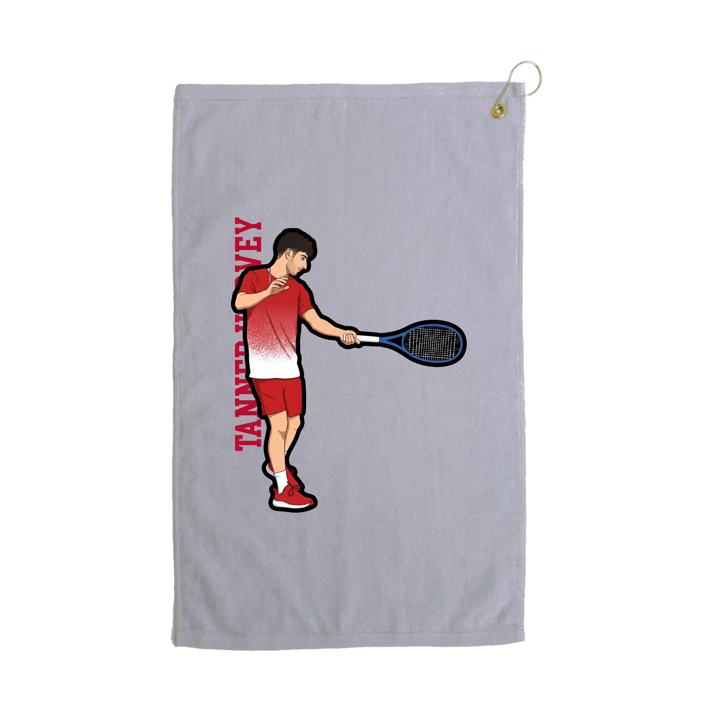 Golf Towel — Name Vertical in Grey